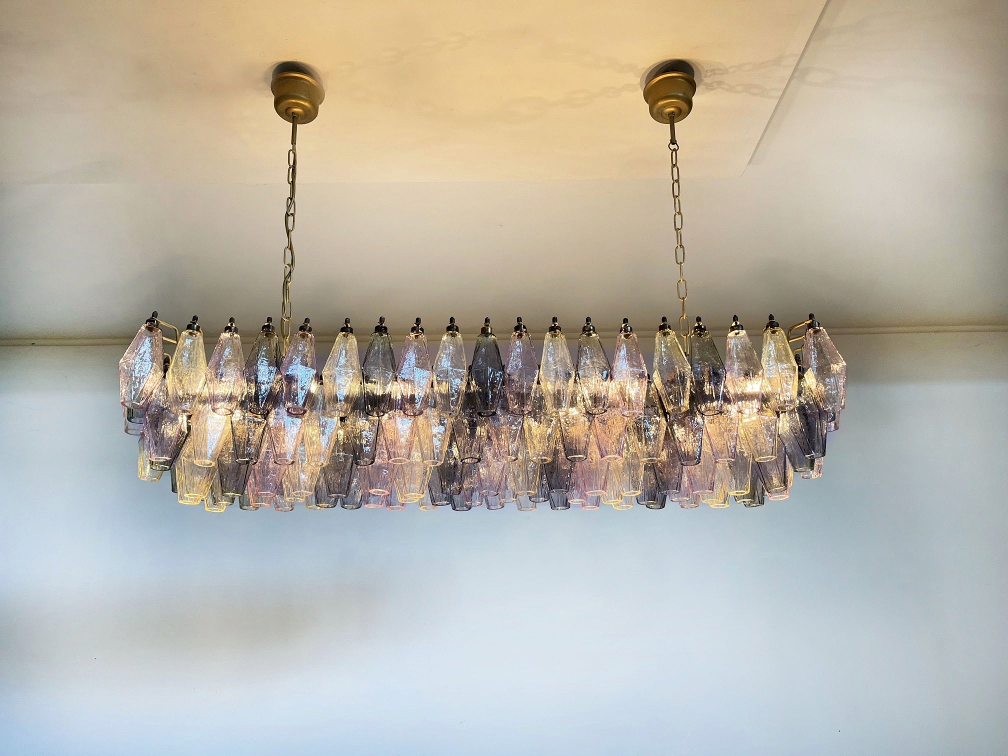 Mid-Century Murano Chandelier | Punto di Luce |  138 Multicolored Poliedri Glass