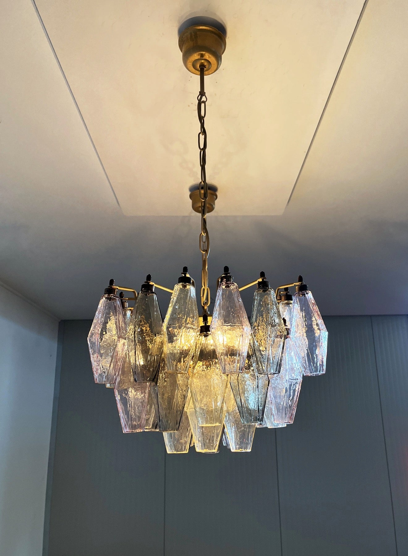 Mid-Century Murano Chandelier | Punto di Luce |  138 Multicolored Poliedri Glass