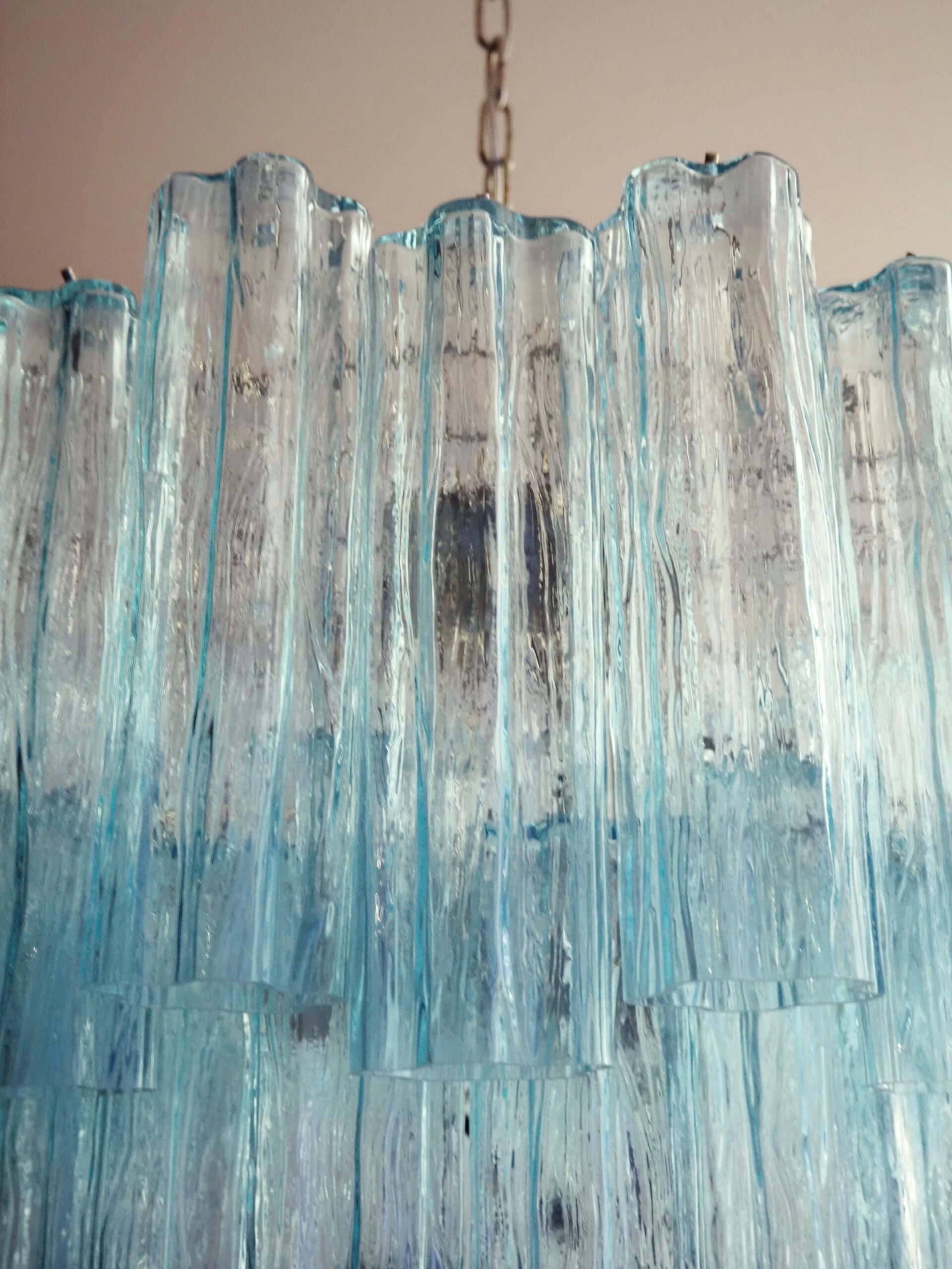 Mid-Century Murano Chandelier | Punto di Luce |  48 Blue Glass Tubes