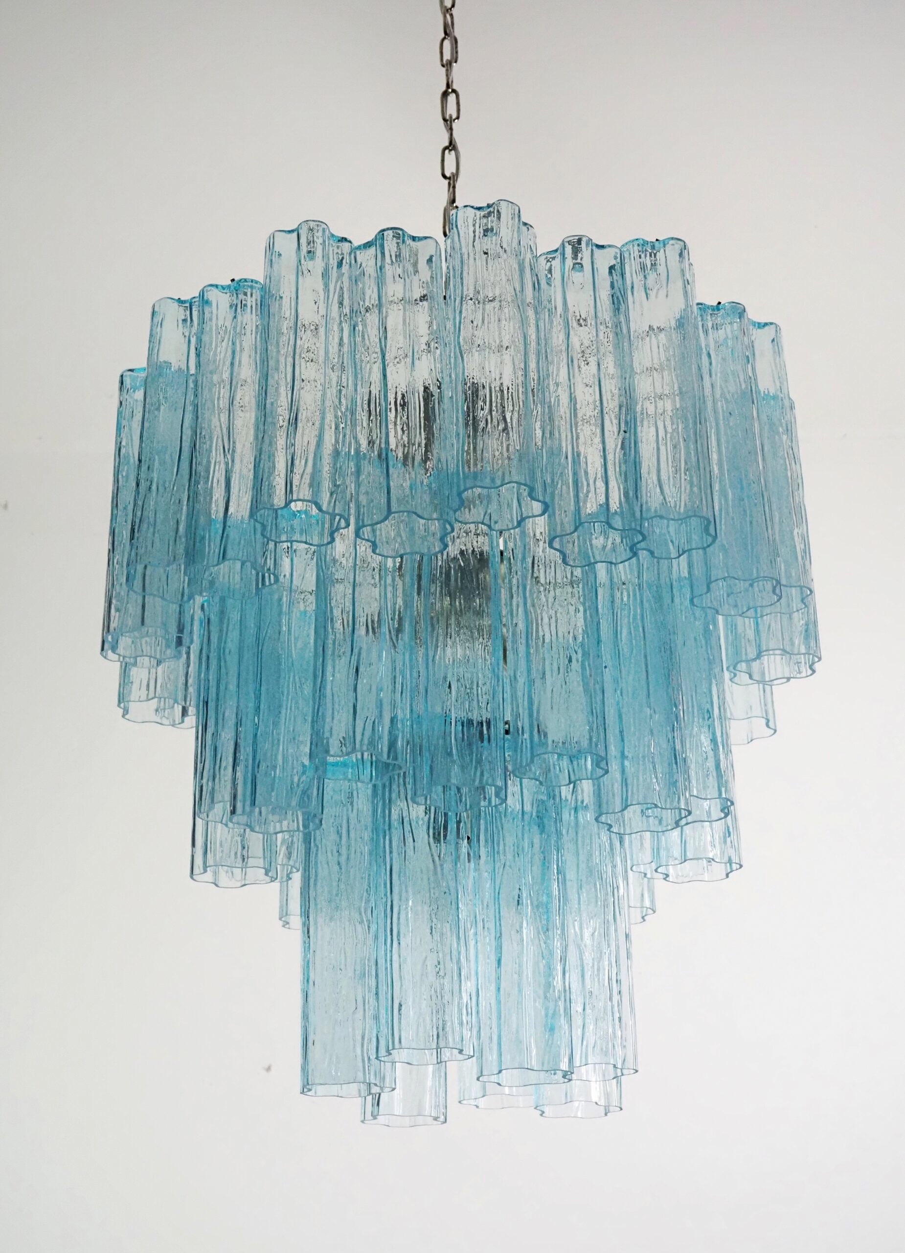 Mid-Century Murano Chandelier | Punto di Luce |  48 Blue Glass Tubes