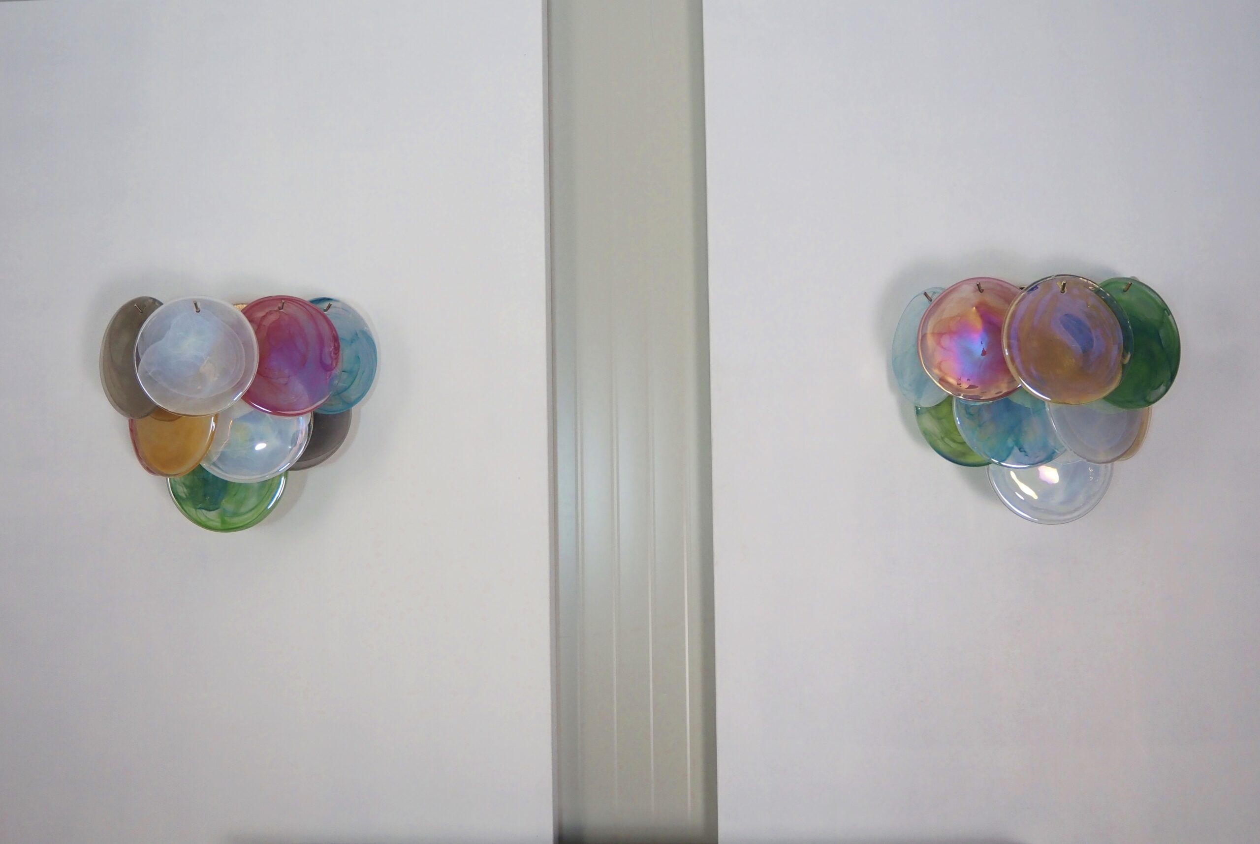 Mid-Century Murano Wall Lamp | Punto di Luce |  10 Multicolor Disc Glass | Punto di Luce |  1 Pair