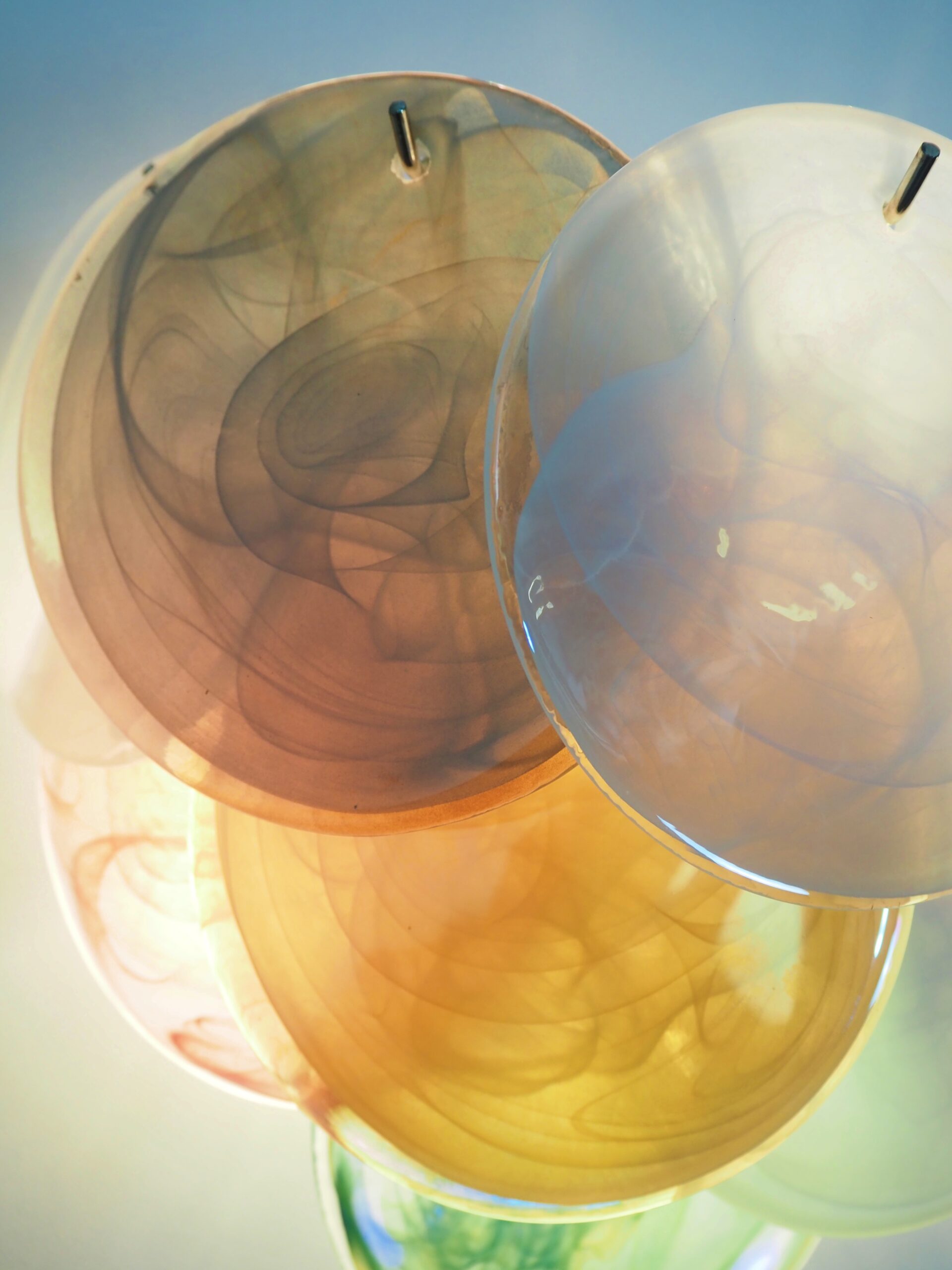 Mid-Century Murano Wall Lamp | Punto di Luce |  10 Multicolor Disc Glass | Punto di Luce |  1 Pair