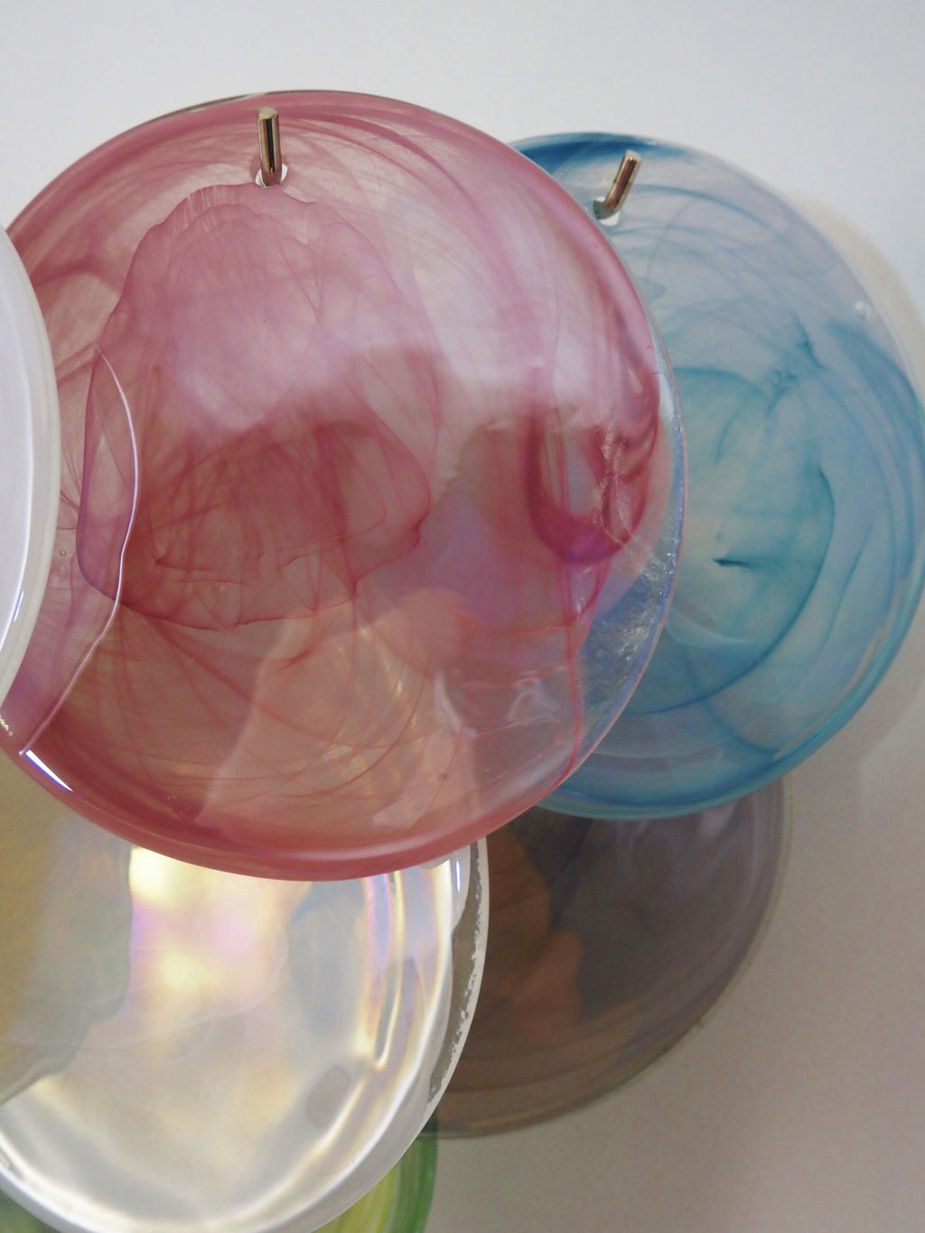 Mid-Century Murano Wall Lamp | Punto di Luce |  10 Multicolor Disc Glass | Punto di Luce |  1 Pair