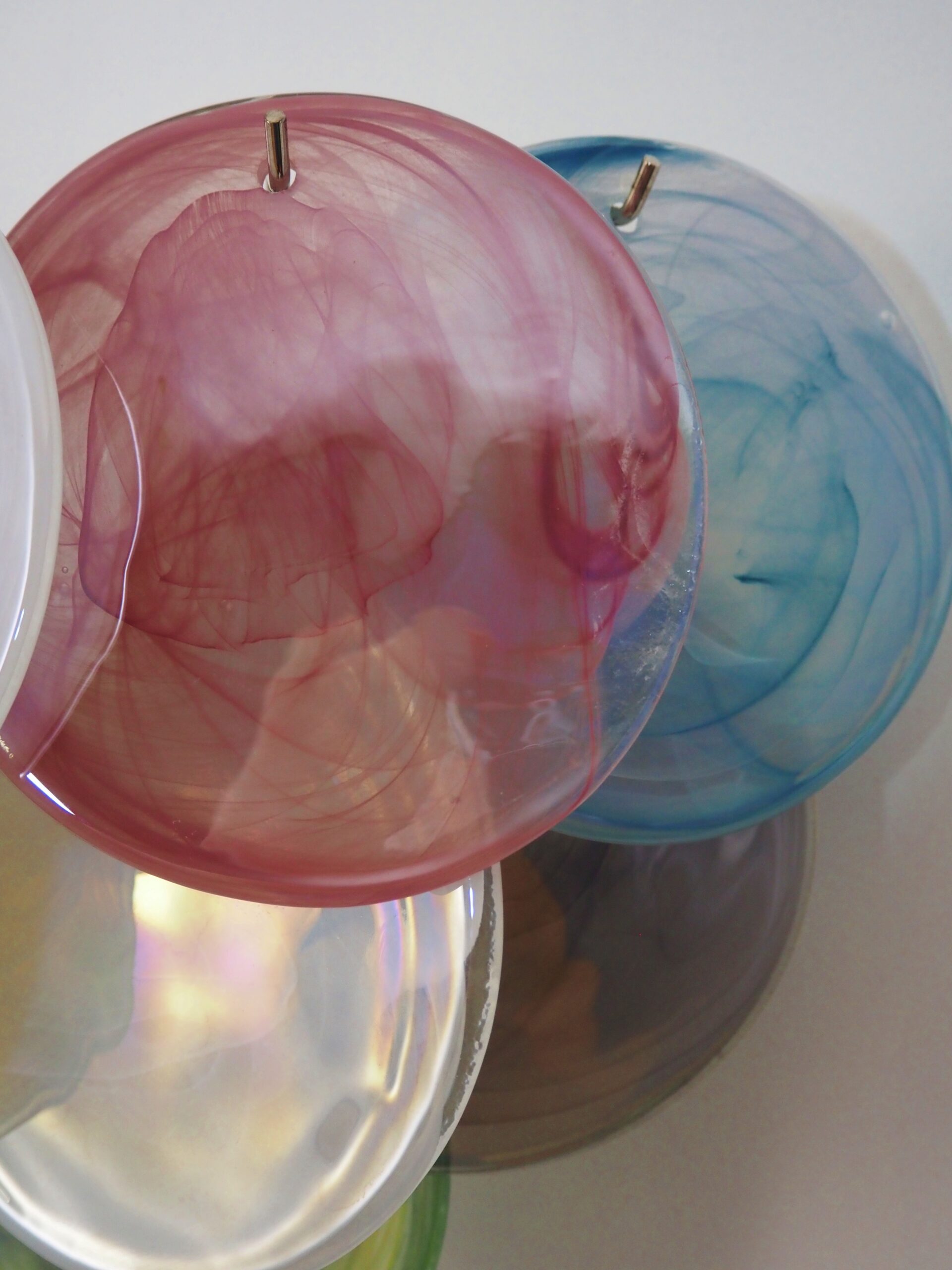 Mid-Century Murano Wall Lamp | Punto di Luce |  10 Multicolor Disc Glass | Punto di Luce |  1 Pair