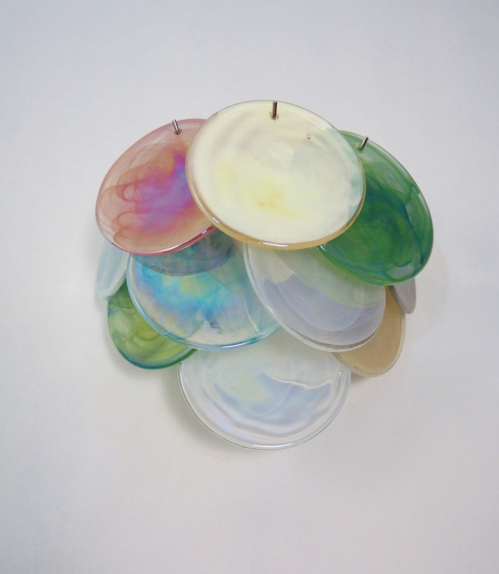 Mid-Century Murano Wall Lamp | Punto di Luce |  10 Multicolor Disc Glass | Punto di Luce |  1 Pair