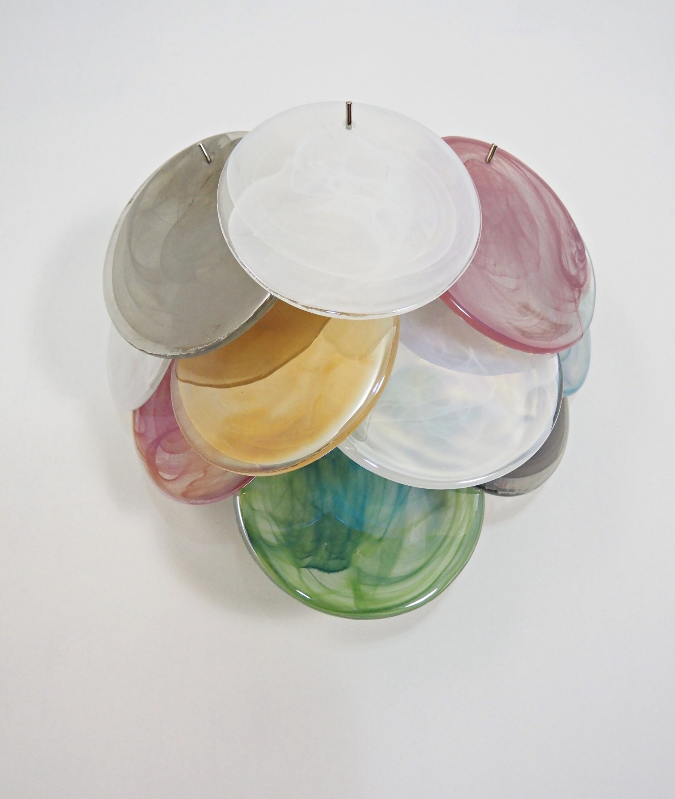Mid-Century Murano Wall Lamp | Punto di Luce |  10 Multicolor Disc Glass | Punto di Luce |  1 Pair