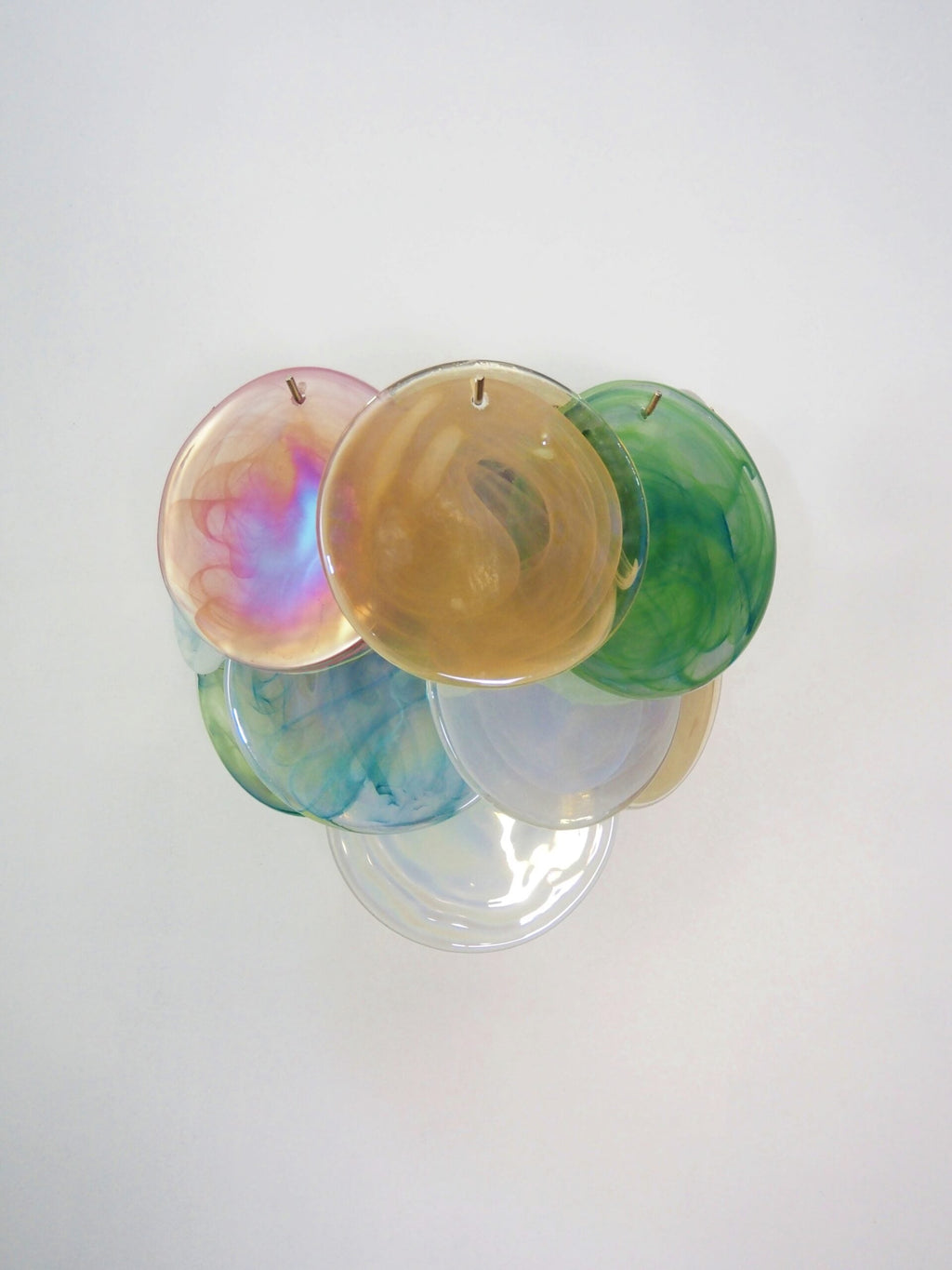 Mid-Century Murano Wall Lamp | Punto di Luce |  10 Multicolor Disc Glass | Punto di Luce |  1 Pair