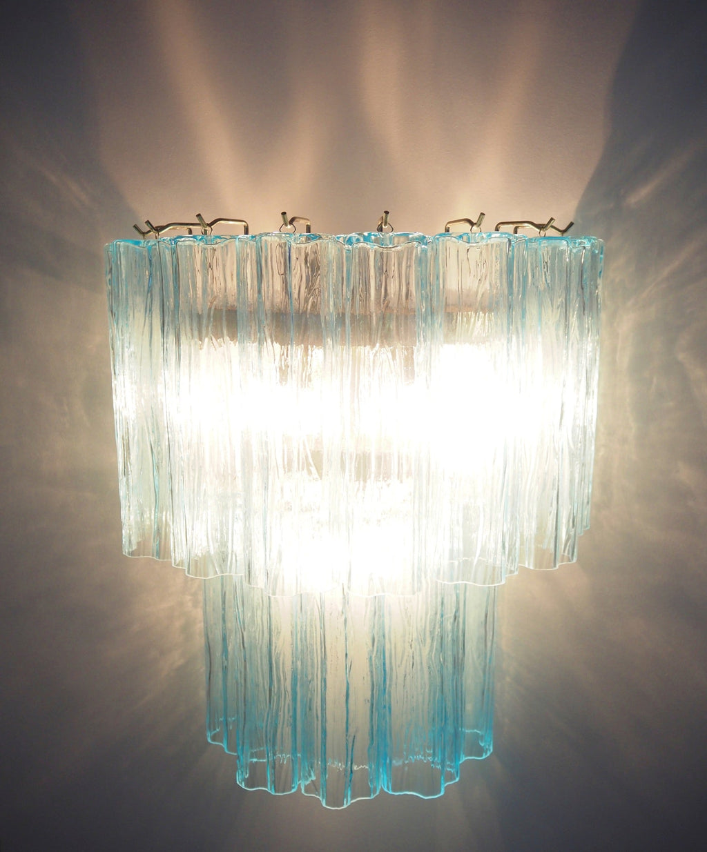 Mid-Century Murano Wall Lamp | Punto di Luce |  13 Blue Glass Tubes | Punto di Luce |  1 Pair