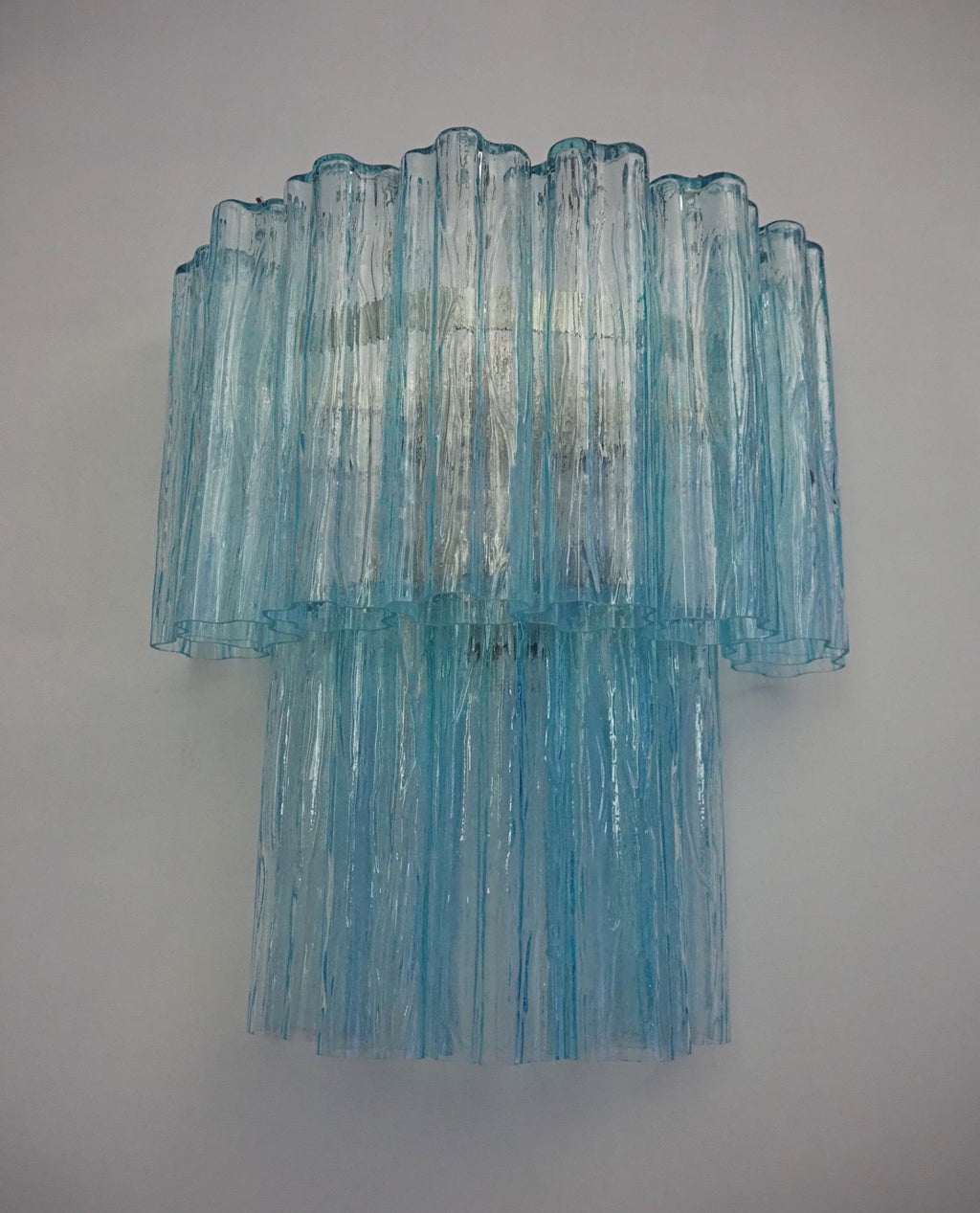 Mid-Century Murano Wall Lamp | Punto di Luce |  13 Blue Glass Tubes | Punto di Luce |  1 Pair