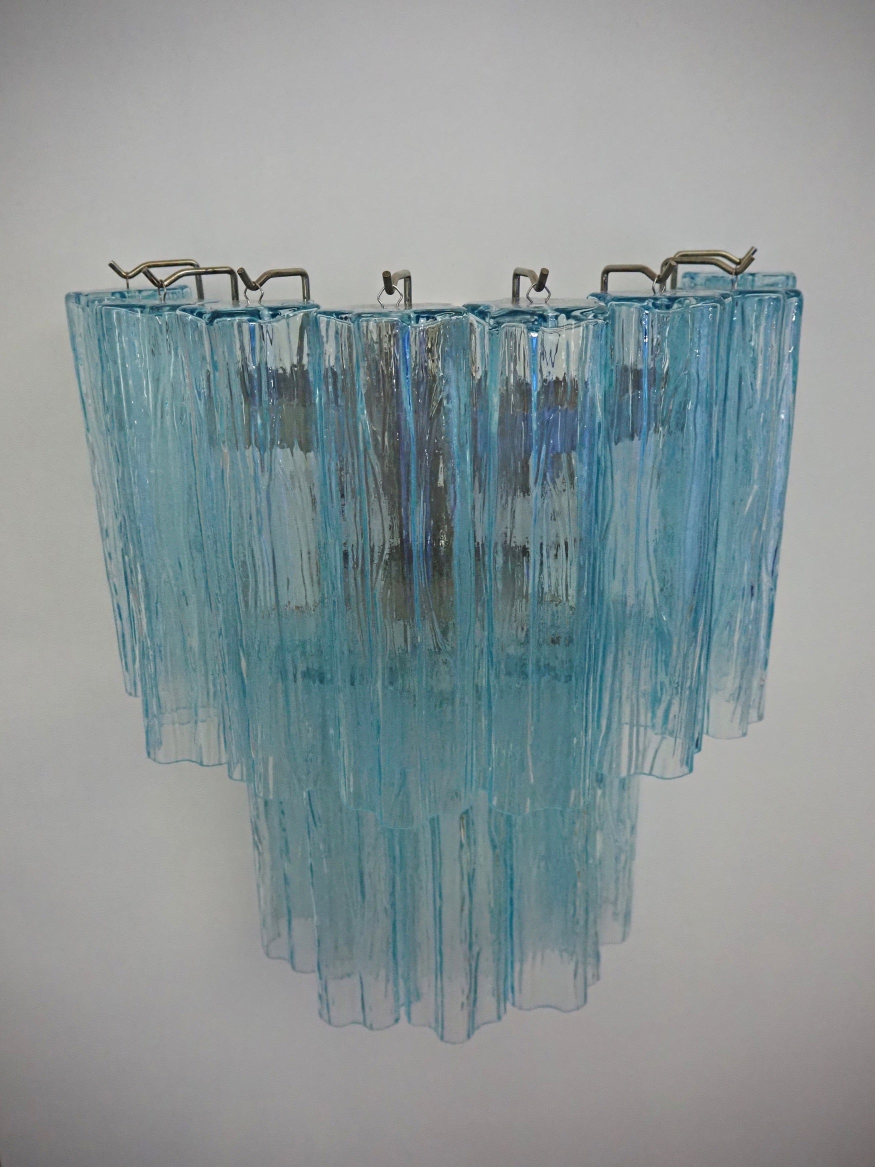 Mid-Century Murano Wall Lamp | Punto di Luce |  13 Blue Glass Tubes | Punto di Luce |  1 Pair