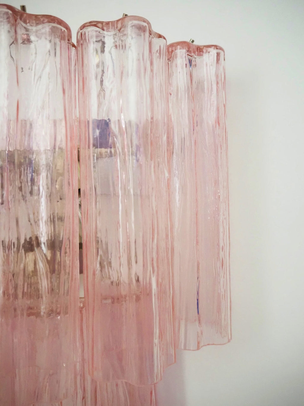 Mid-Century Murano Wall Lamp | Punto di Luce |  13 Pink Glass Tubes | Punto di Luce |  1 Pair