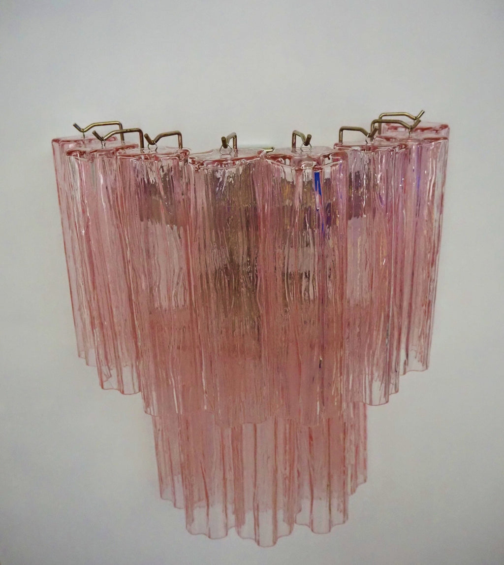 Mid-Century Murano Wall Lamp | Punto di Luce |  13 Pink Glass Tubes | Punto di Luce |  1 Pair