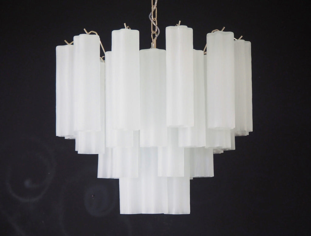 Mid-Century Murano Chandelier | Punto di Luce |  36 Matte White Glass Tubes
