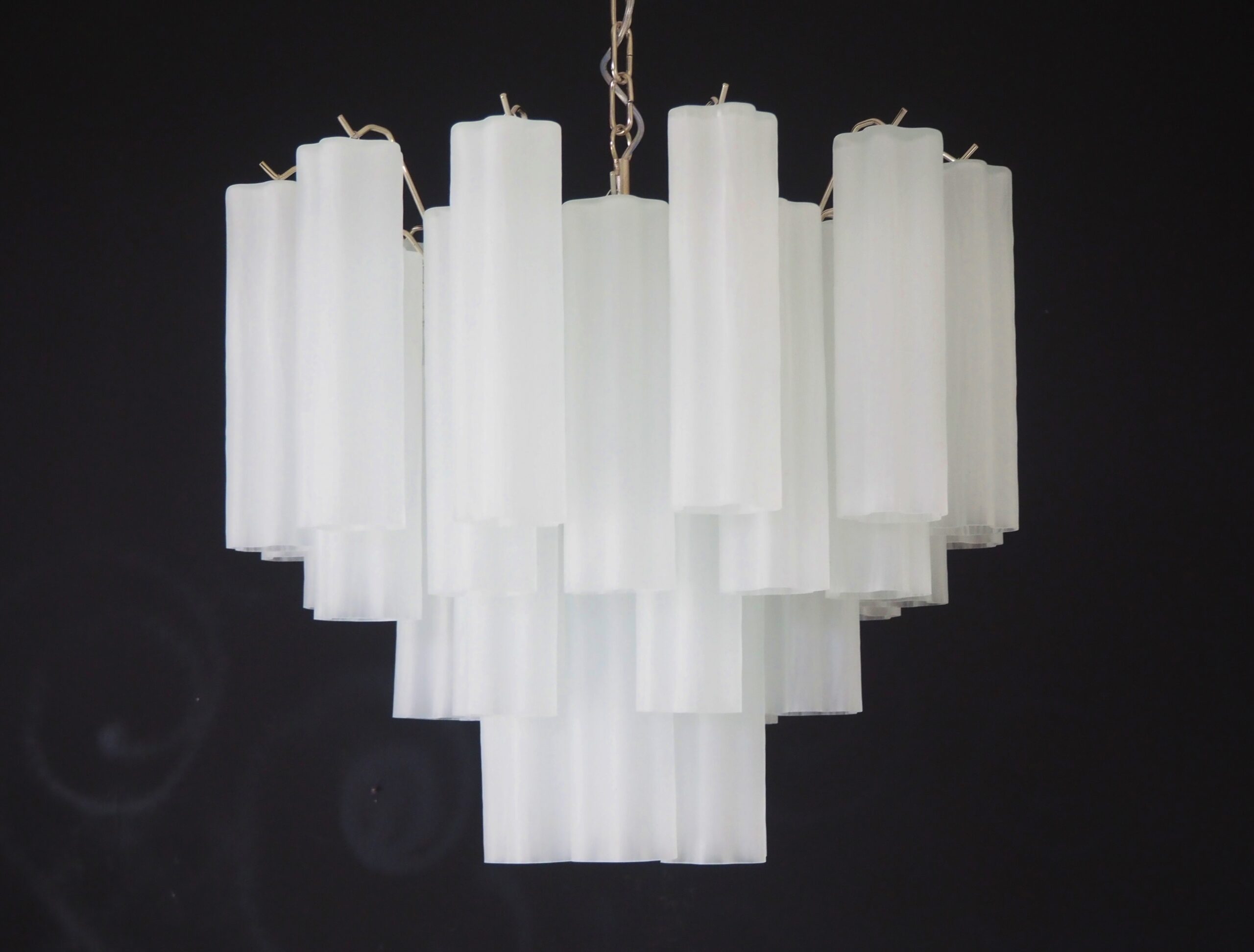 Mid-Century Murano Chandelier | Punto di Luce |  36 Matte White Glass Tubes
