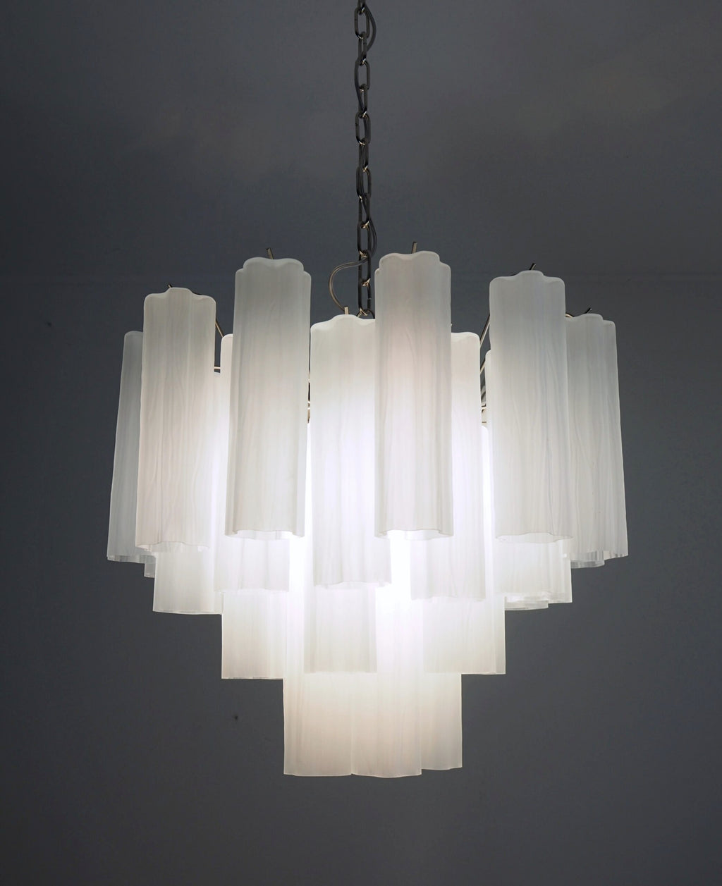Mid-Century Murano Chandelier | Punto di Luce |  36 Matte White Glass Tubes