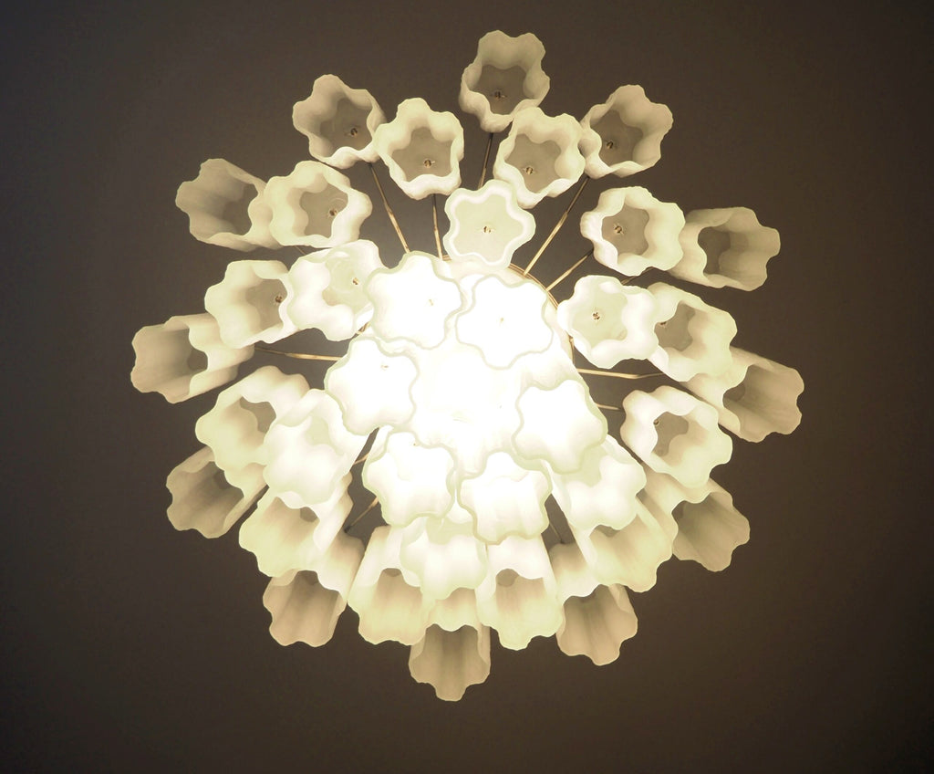 Mid-Century Murano Chandelier | Punto di Luce |  36 Matte White Glass Tubes