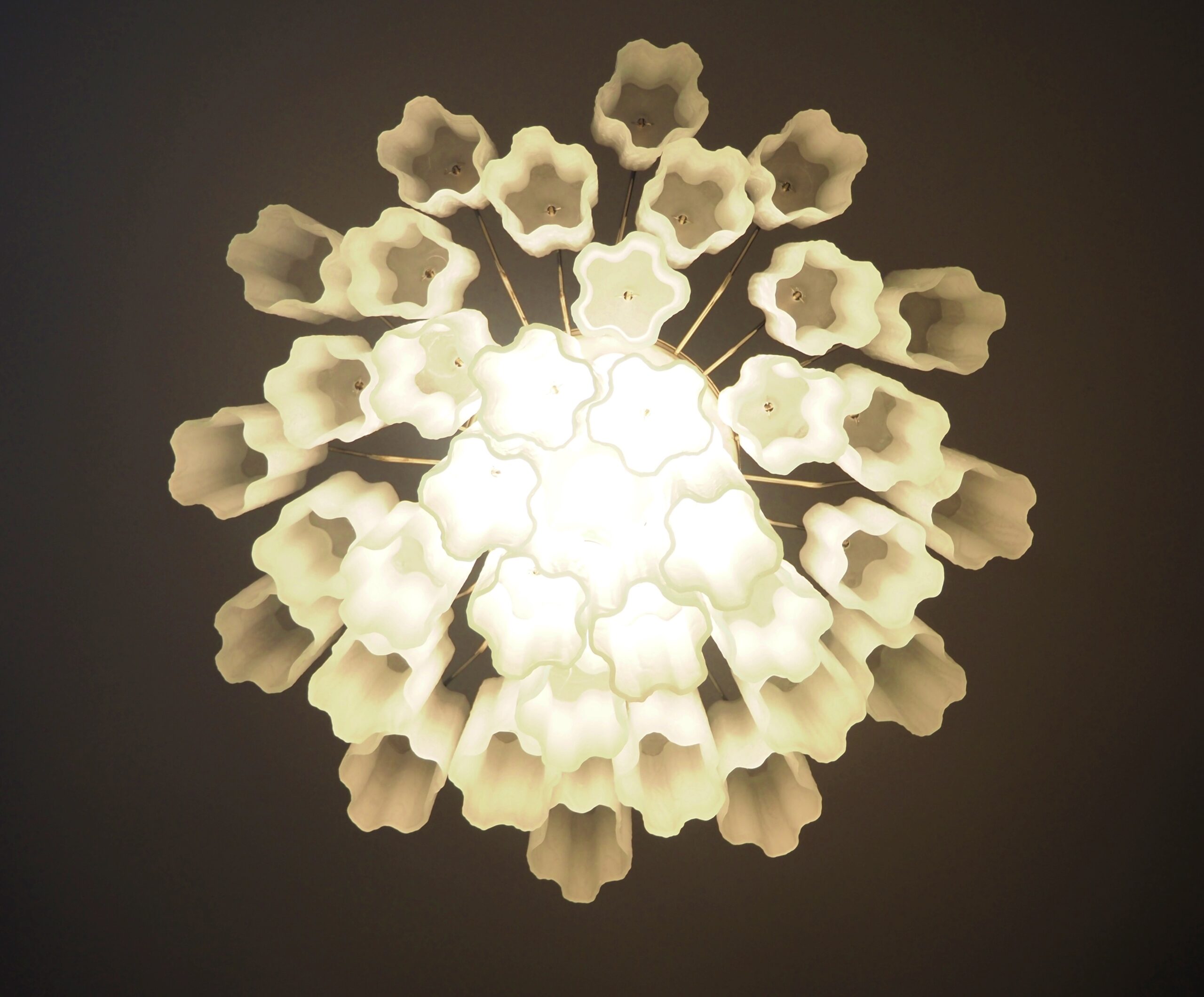 Mid-Century Murano Chandelier | Punto di Luce |  36 Matte White Glass Tubes