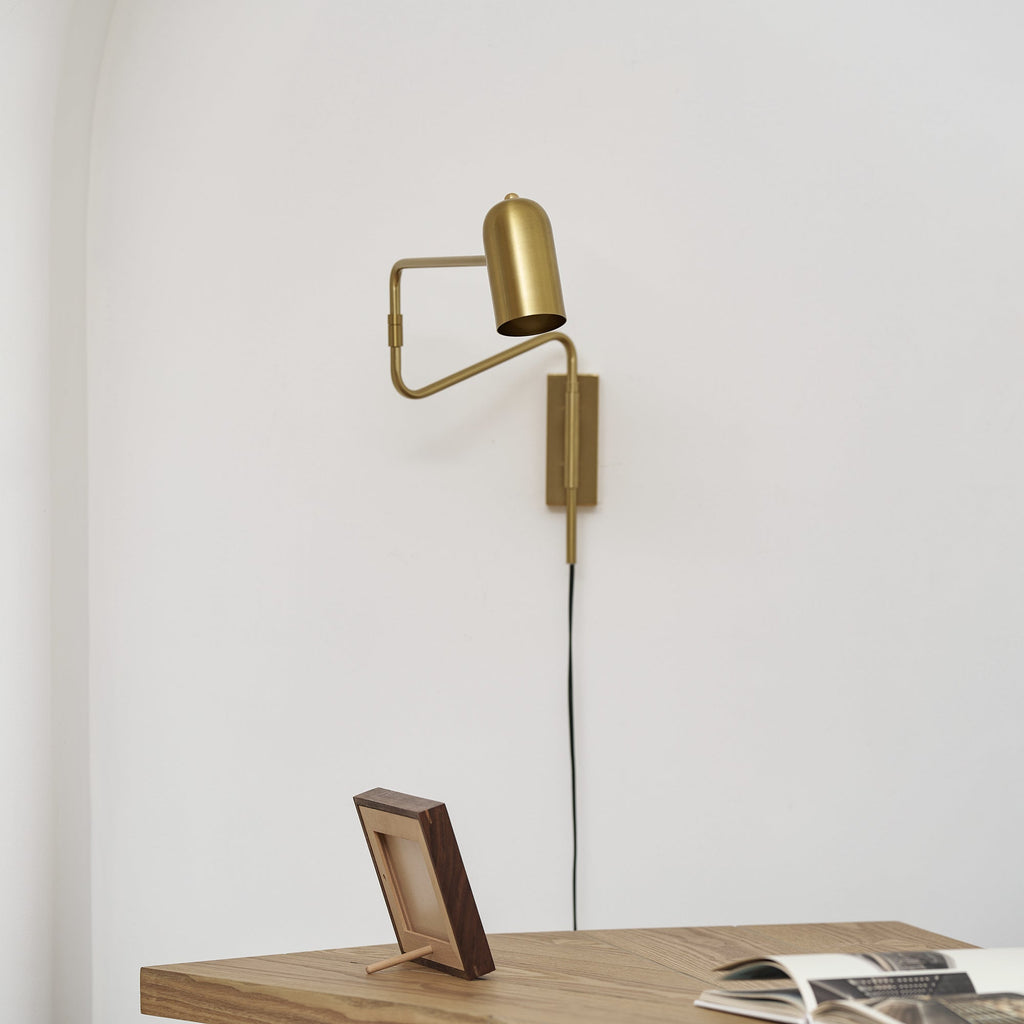 Adjustable Arm Plug In Wall Lamp