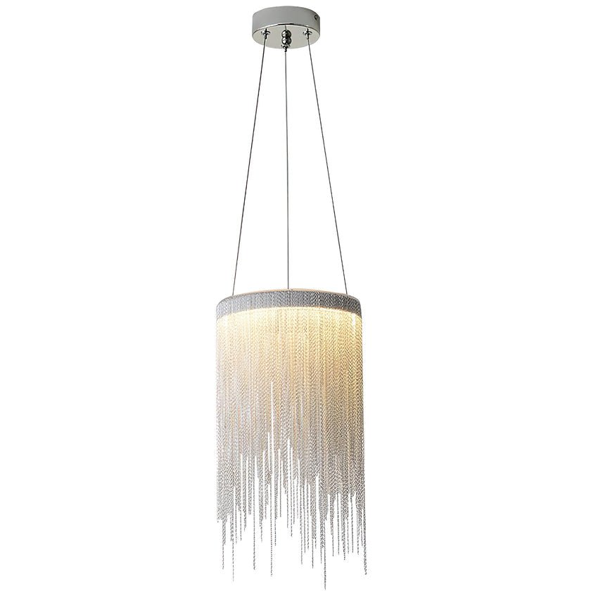 Lampă suspendată cu lanț de aluminiu și ciucuri