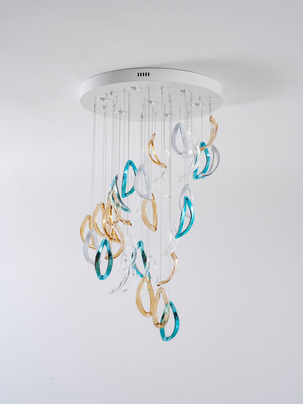 Aqua Ripple Glass Art Customize Chandelier