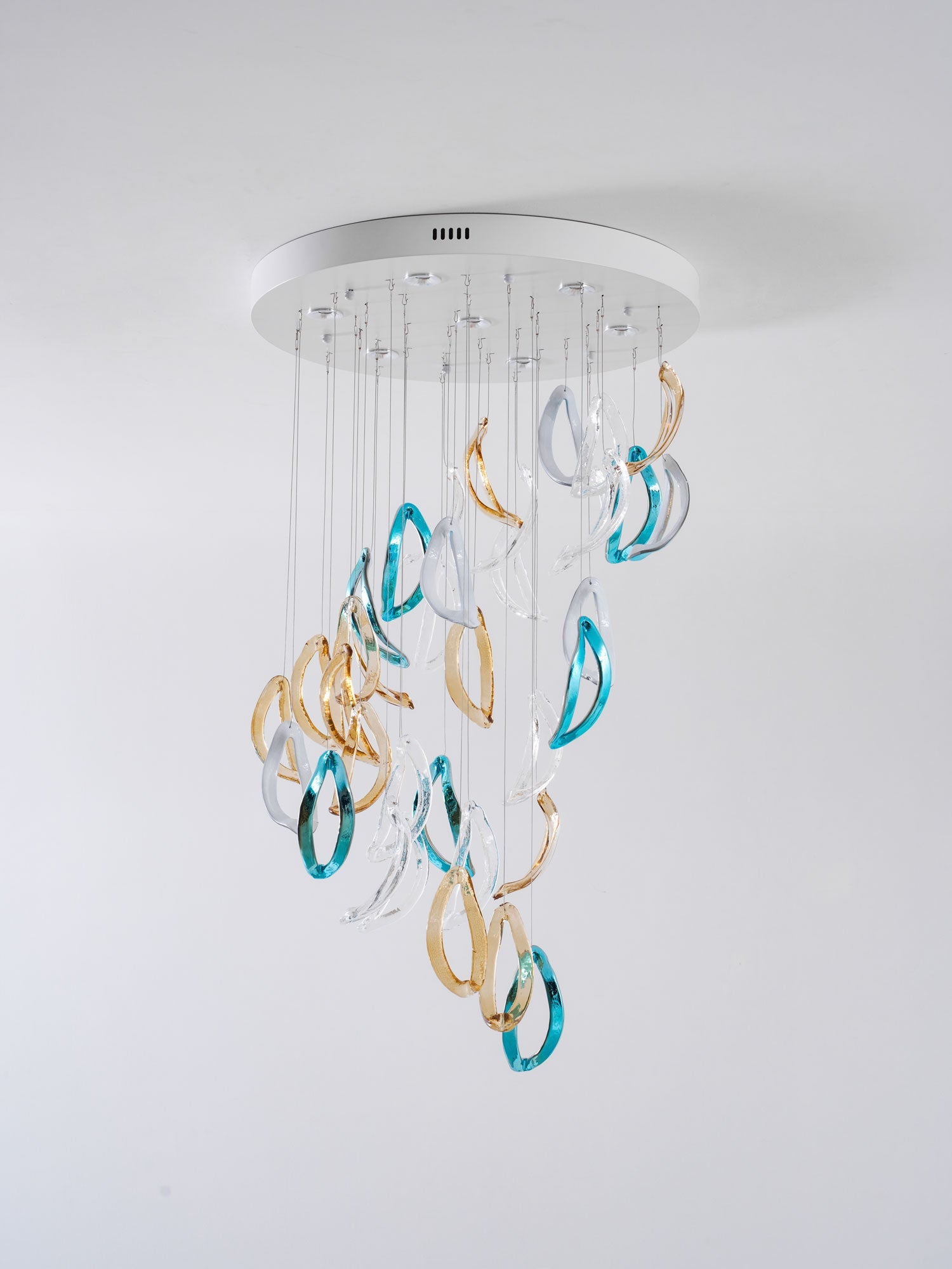 Aqua Ripple Glass Art Customize Chandelier