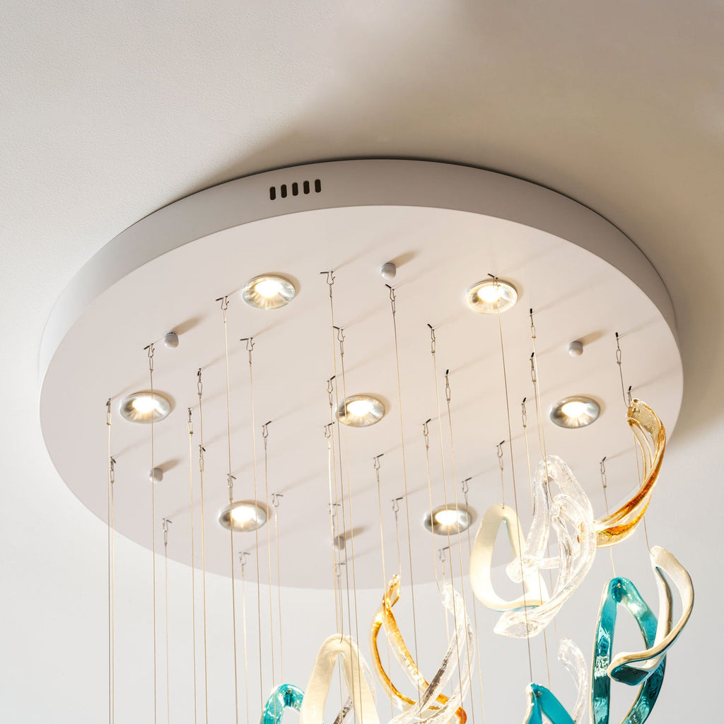 Aqua Ripple Glass Art Customize Chandelier