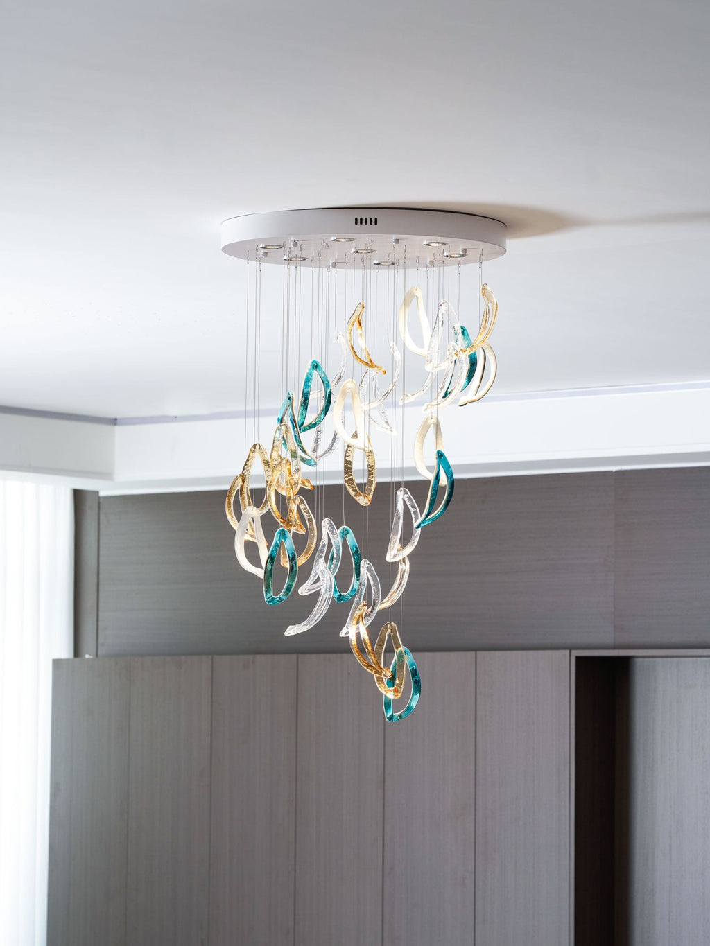 Aqua Ripple Glass Art Customize Chandelier