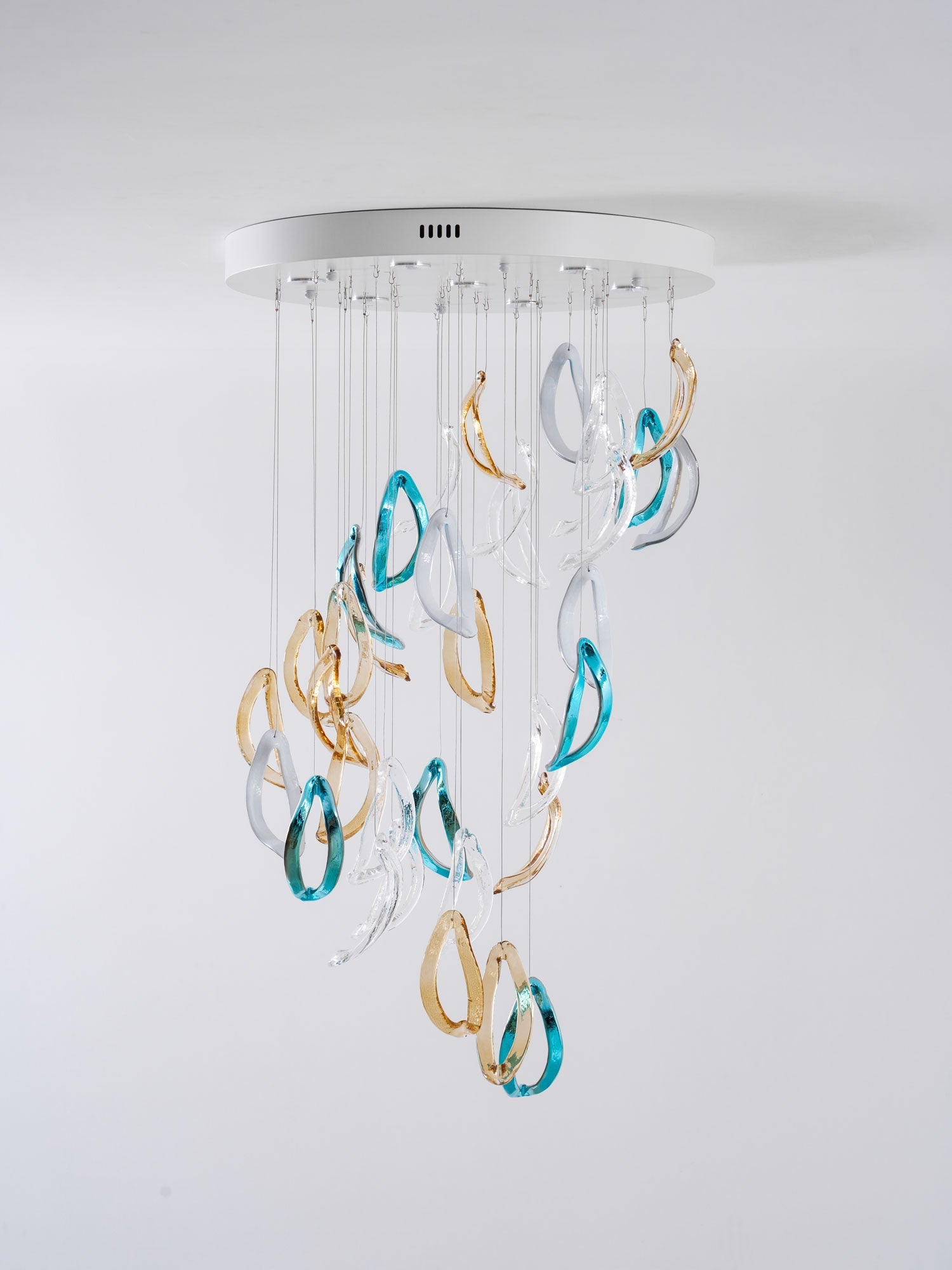 Aqua Ripple Glass Art Customize Chandelier