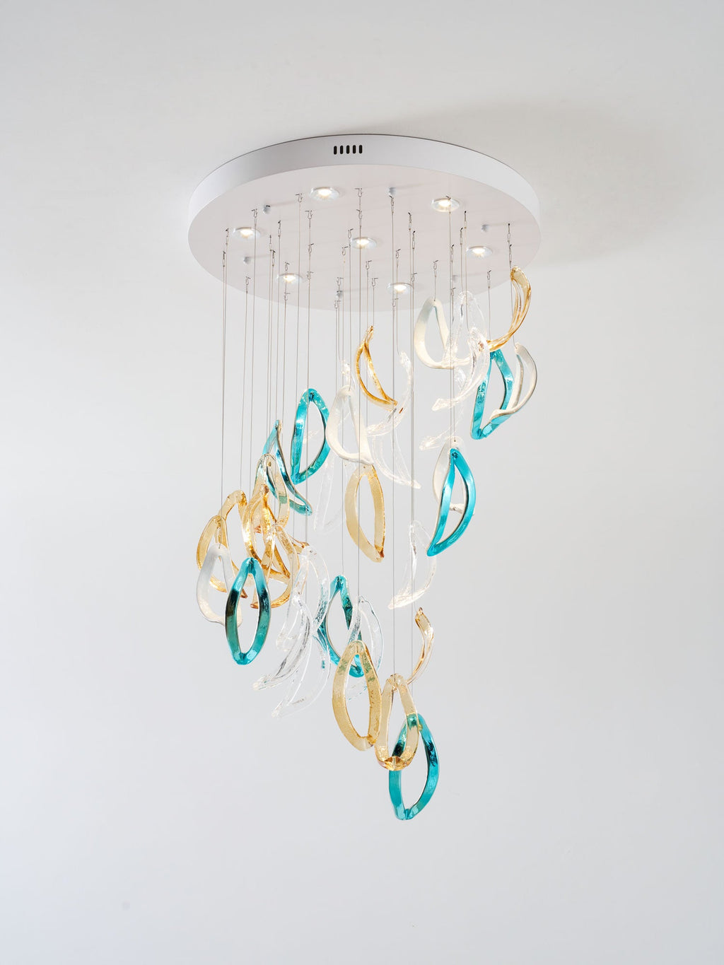 Aqua Ripple Glass Art Customize Chandelier