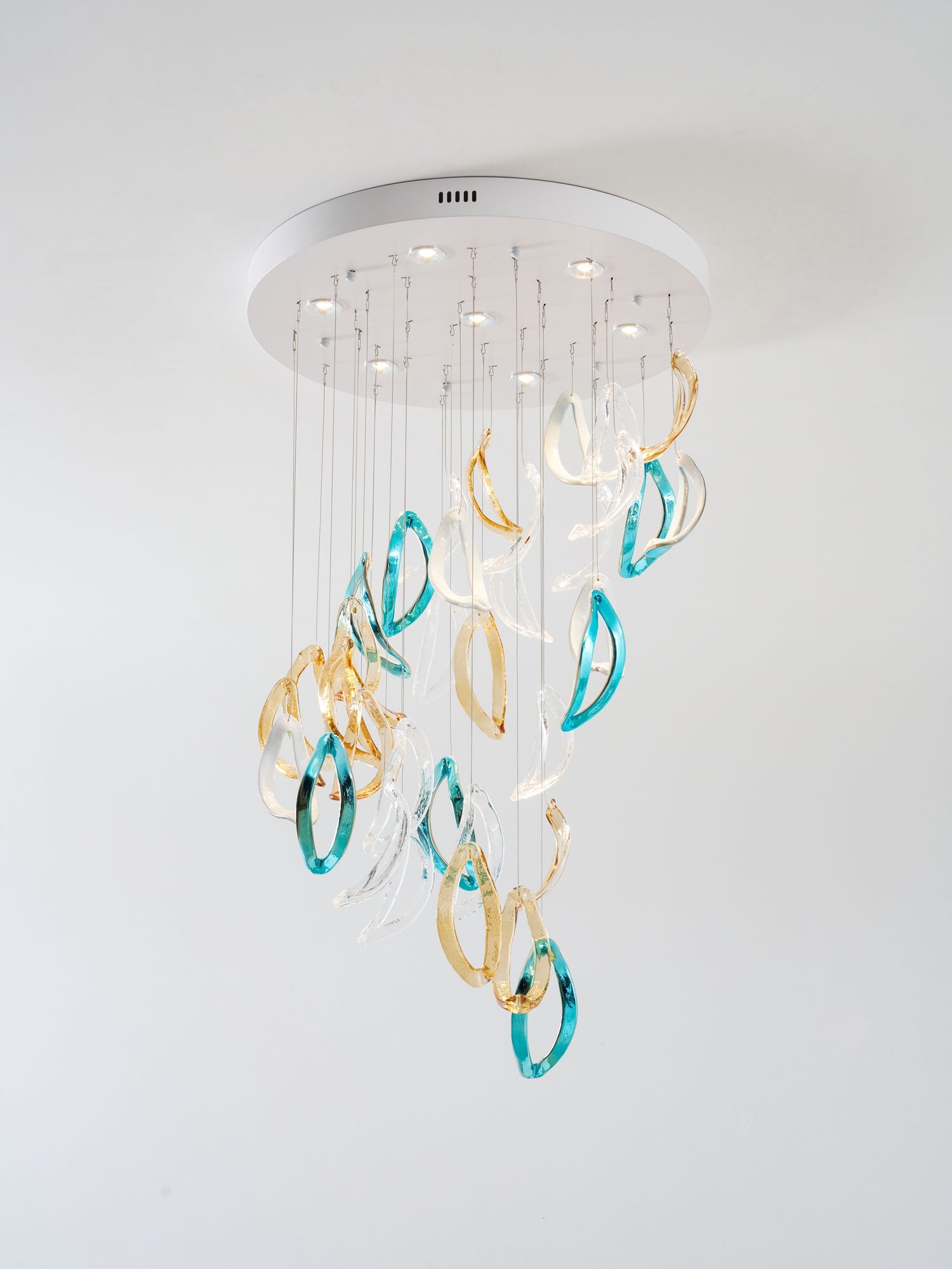 Aqua Ripple Glass Art Customize Chandelier