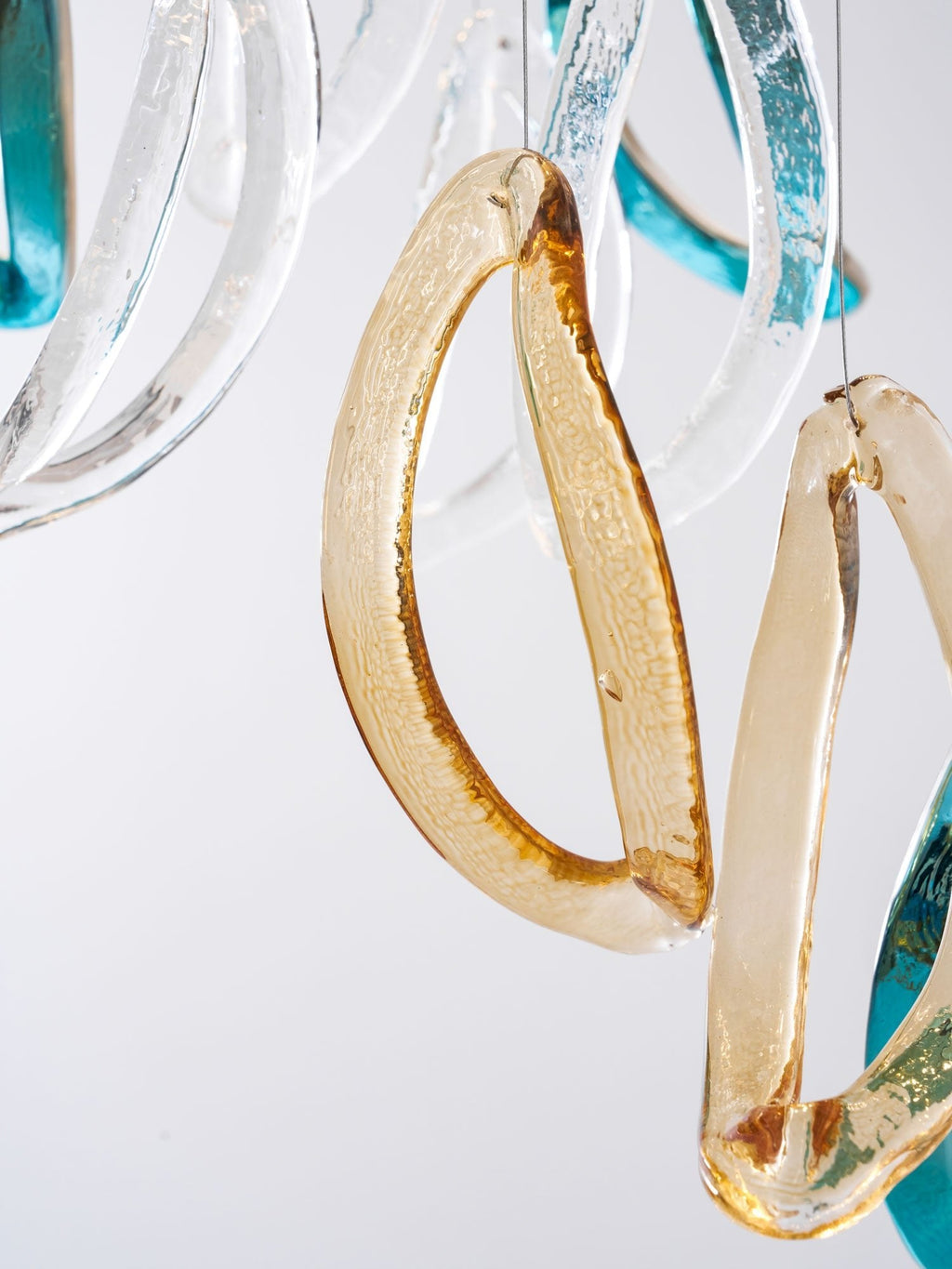 Aqua Ripple Glass Art Customize Chandelier