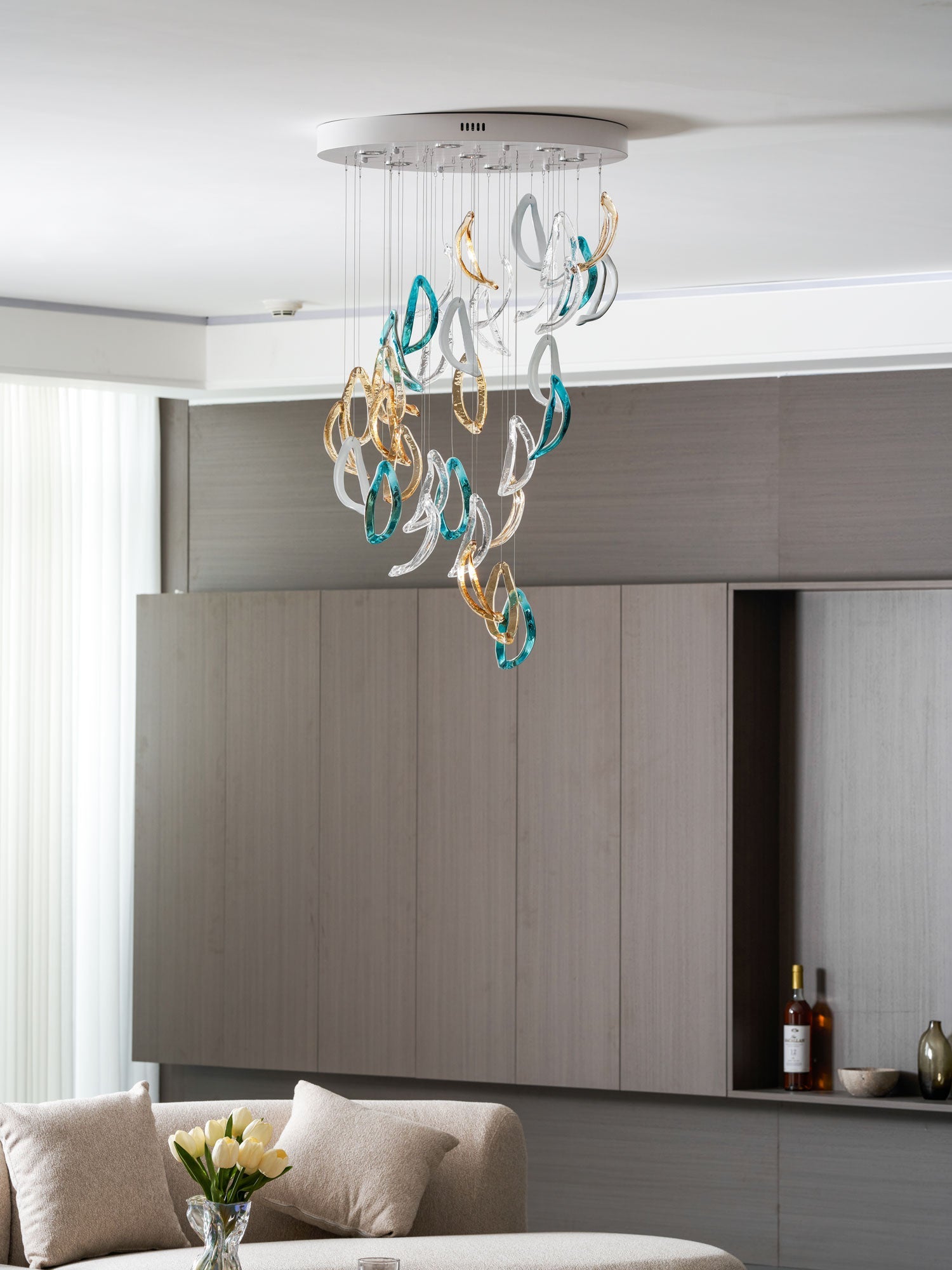 Aqua Ripple Glass Art Customize Chandelier