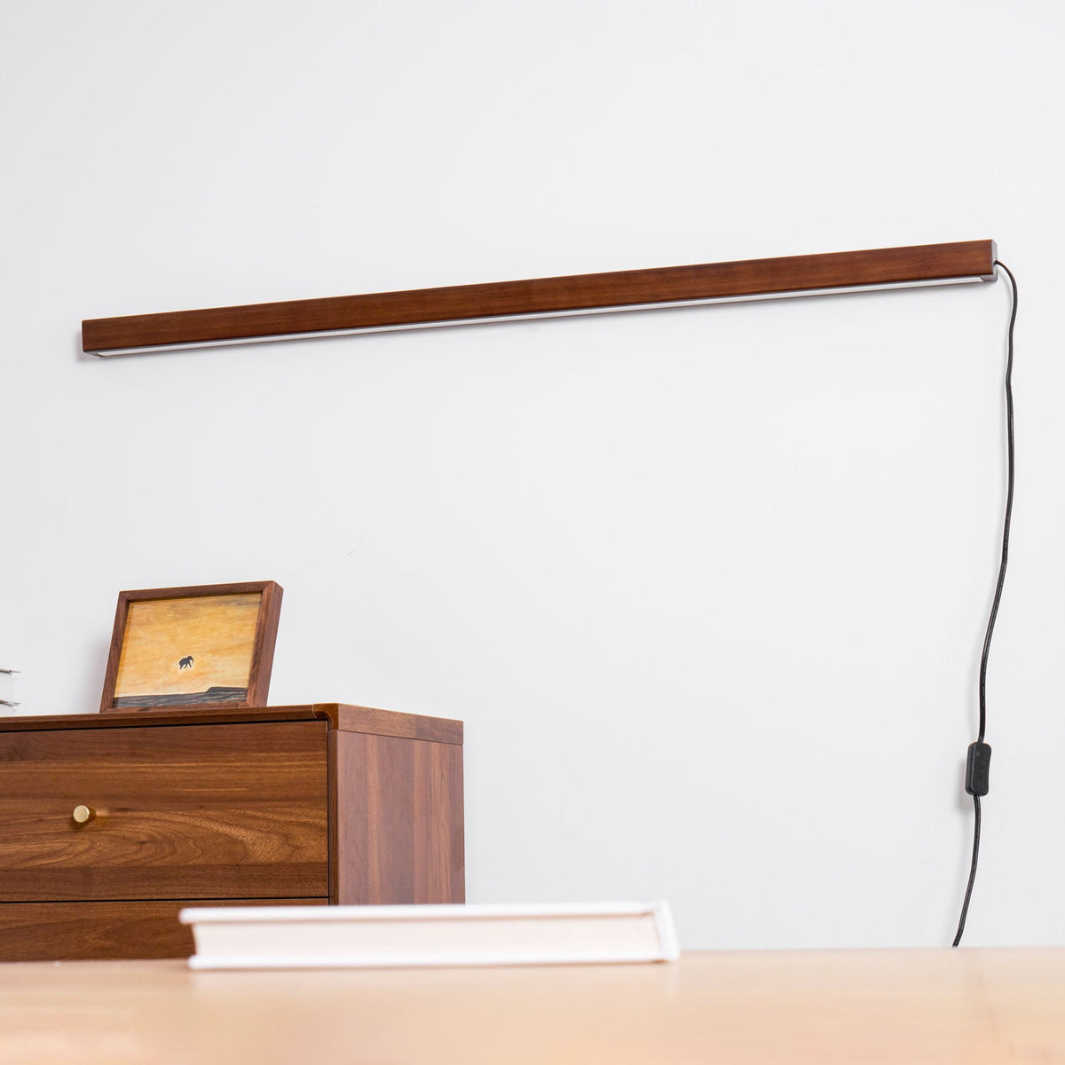 Arlo Linear Wood Plug-in Wall Light