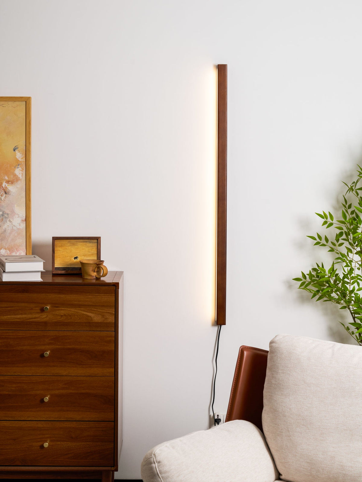 Arlo Linear Wood Plug-in Wall Light