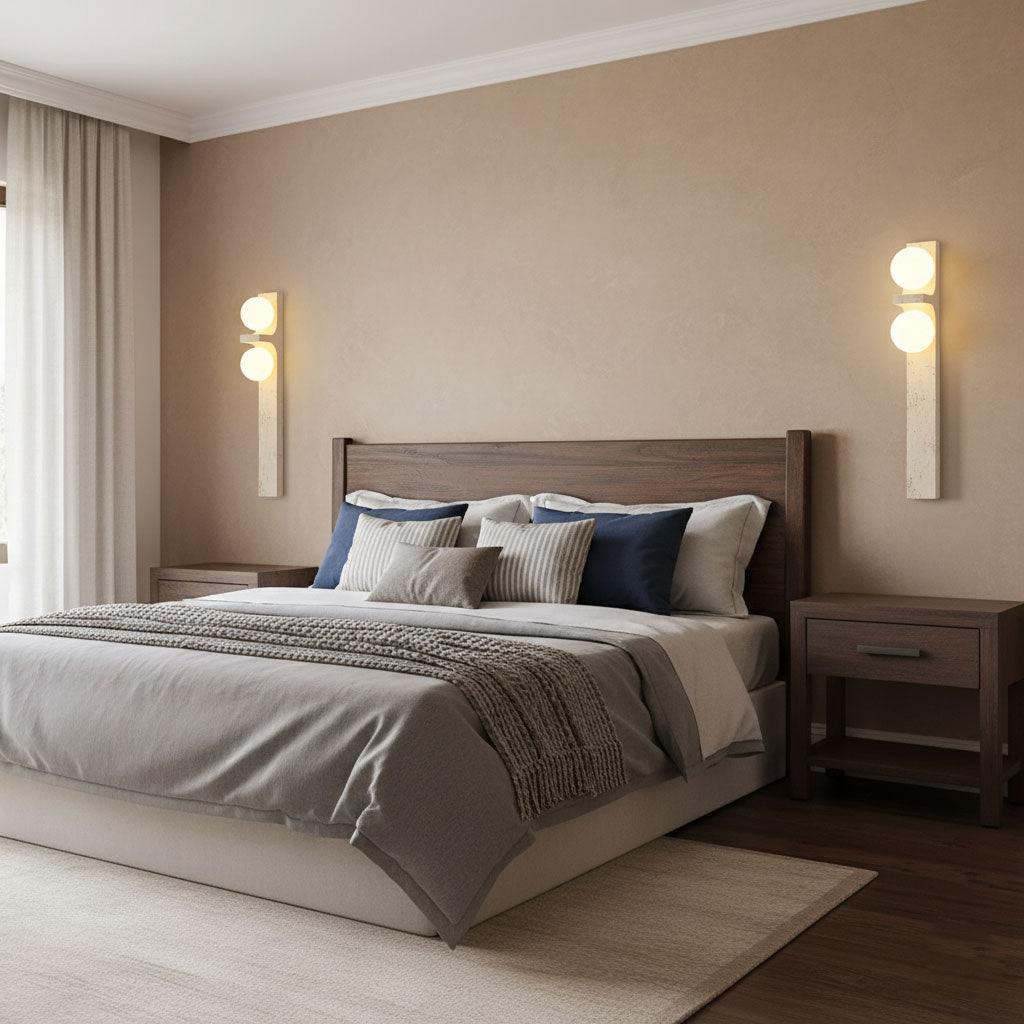 Asymmetrical Travertine Wall Sconce