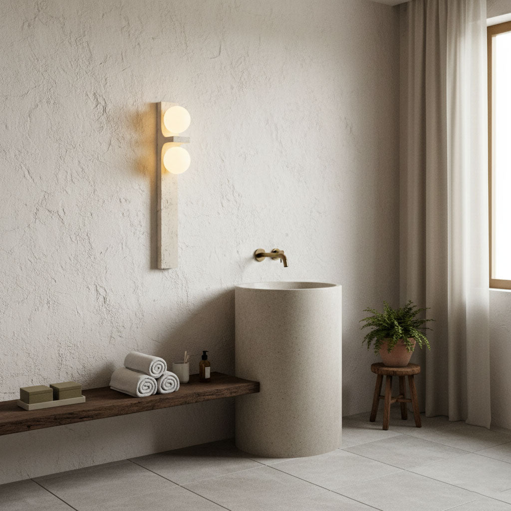 Asymmetrical Travertine Wall Sconce