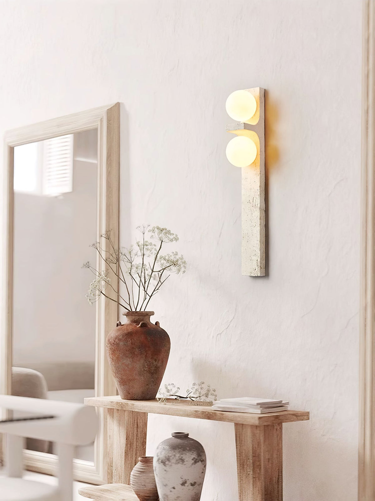 Asymmetrical Travertine Wall Sconce
