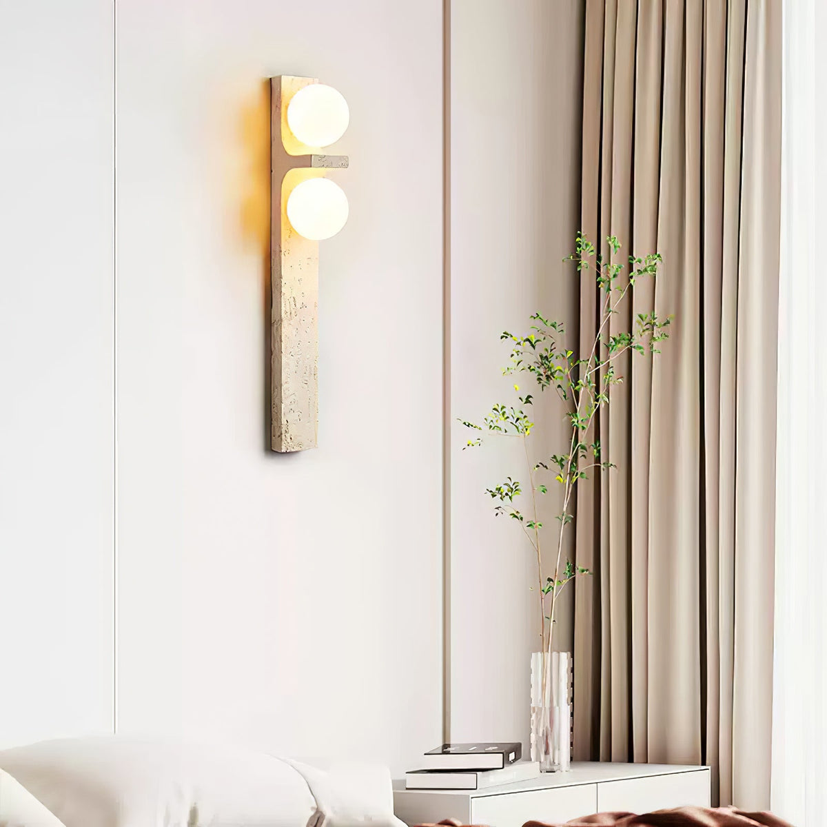 Asymmetrical Travertine Wall Sconce