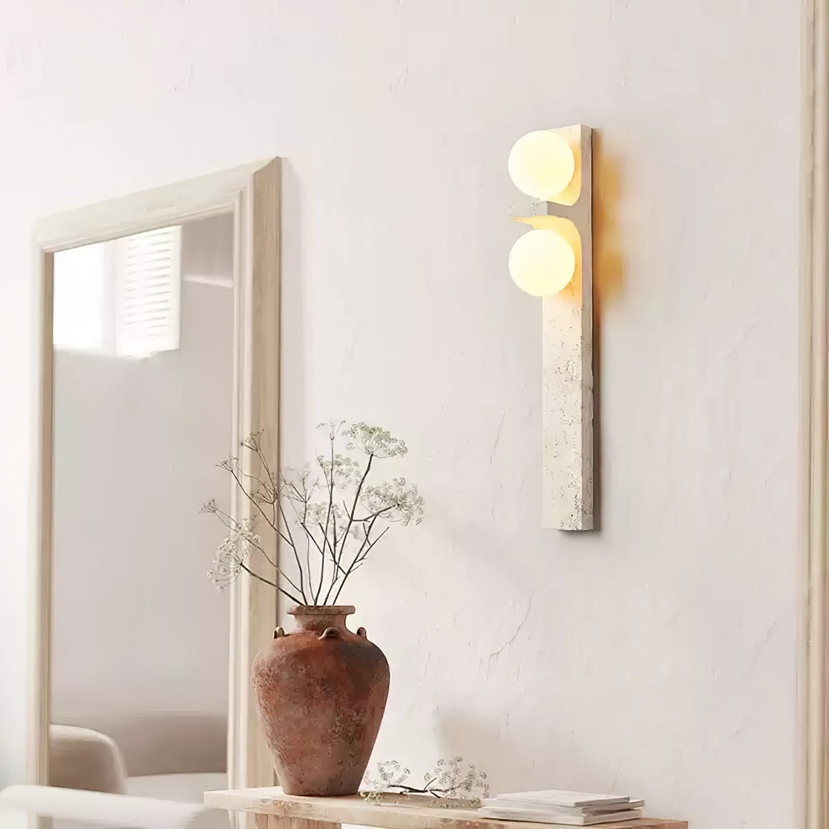 Asymmetrical Travertine Wall Sconce