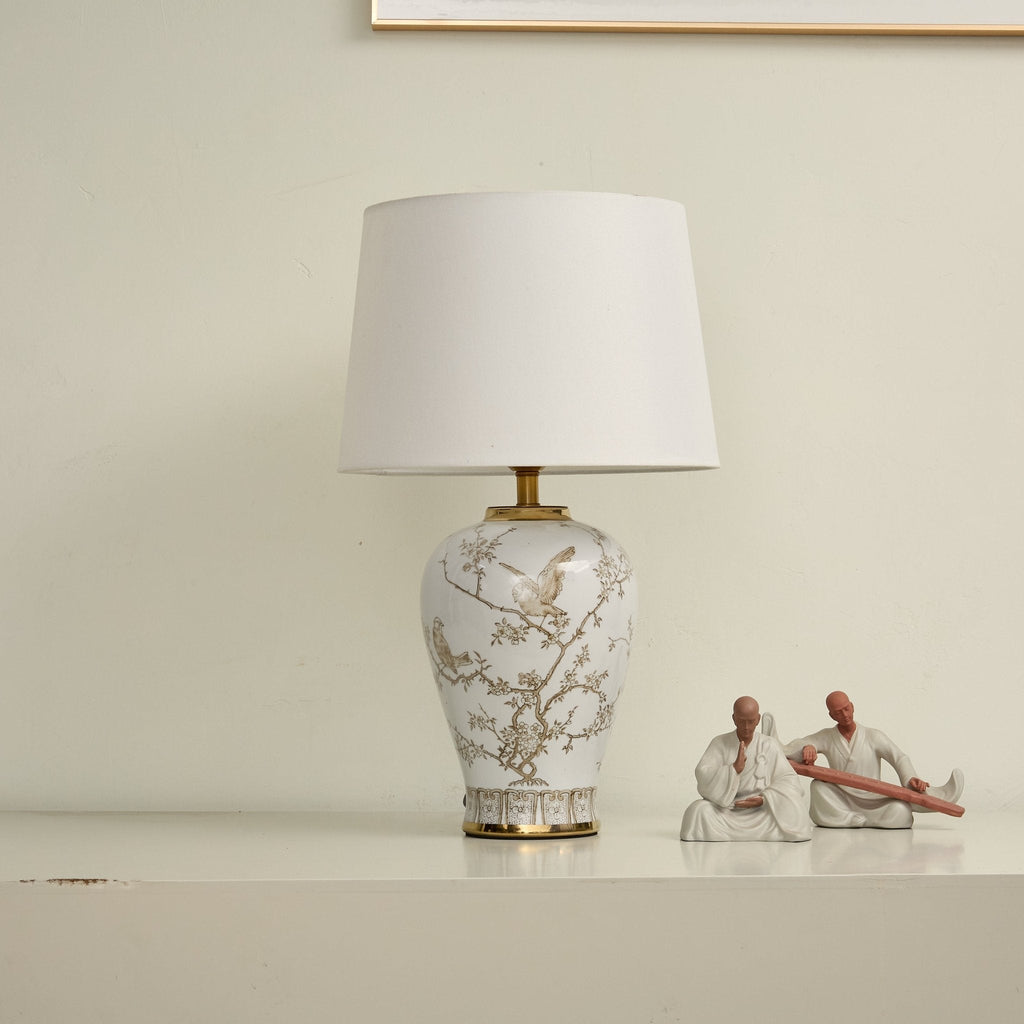 Avian Floral Ceramic Table Lamp - Vakkerlight
