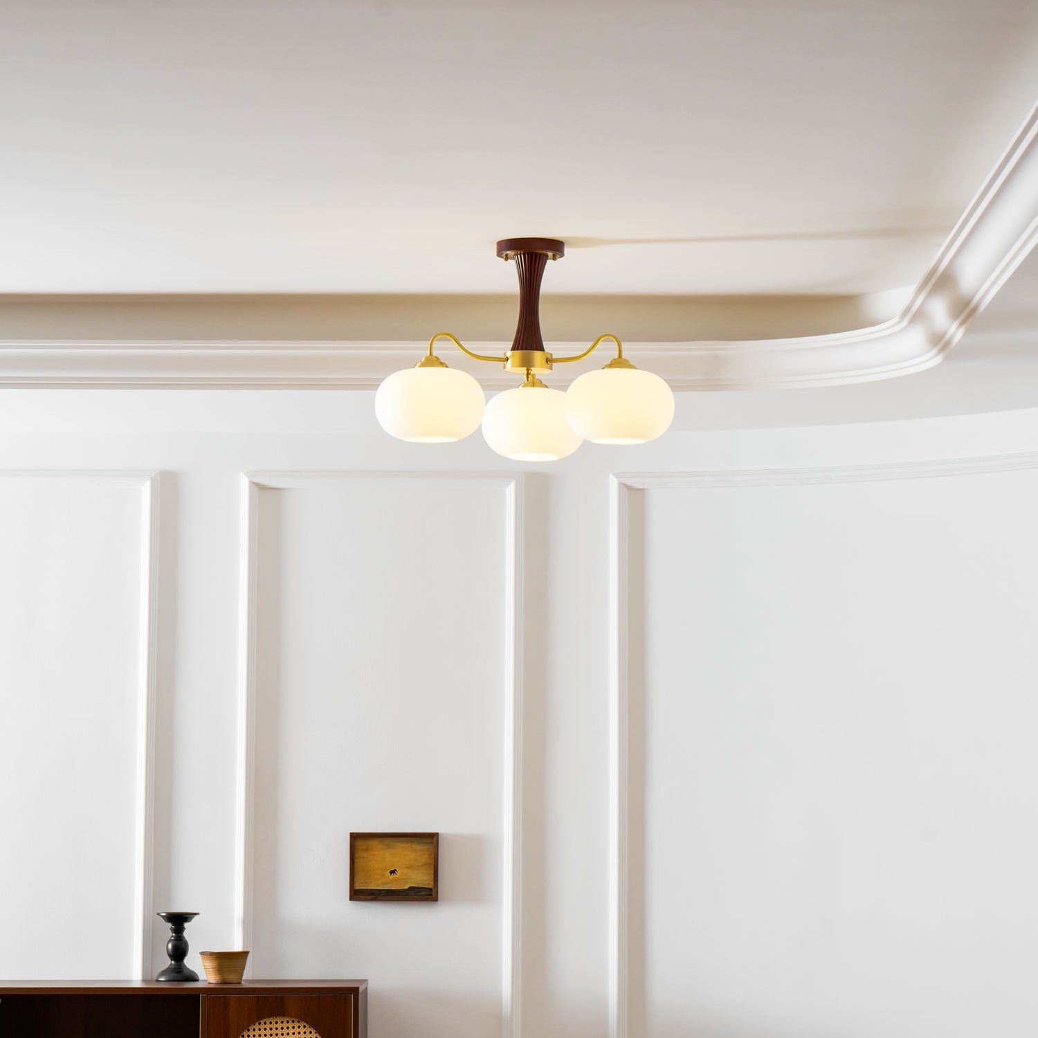 Candelabru din lemn de alamă, curmal