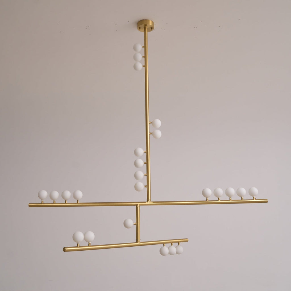 Brass Glass Drop Chandelier