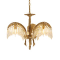 Brass Palm Leaf Crystal Chandelier