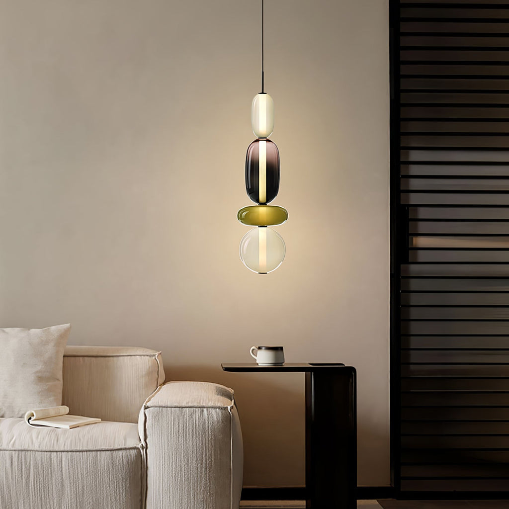 Lampă suspendată combinată din sticlă caramelizată
