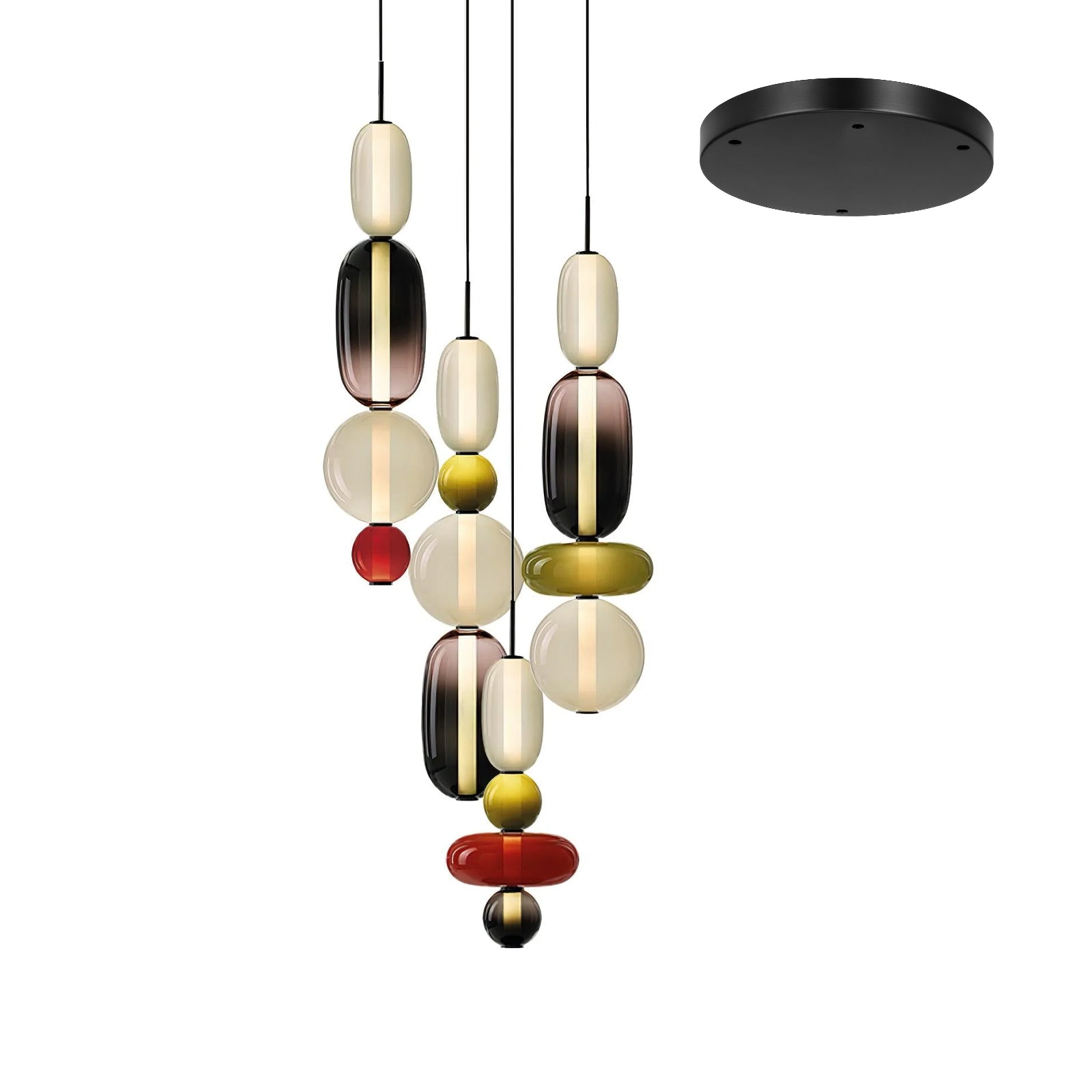 Lampă suspendată combinată din sticlă caramelizată