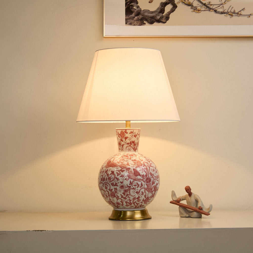 Lampă de masă ceramică cu flori Coral Bird