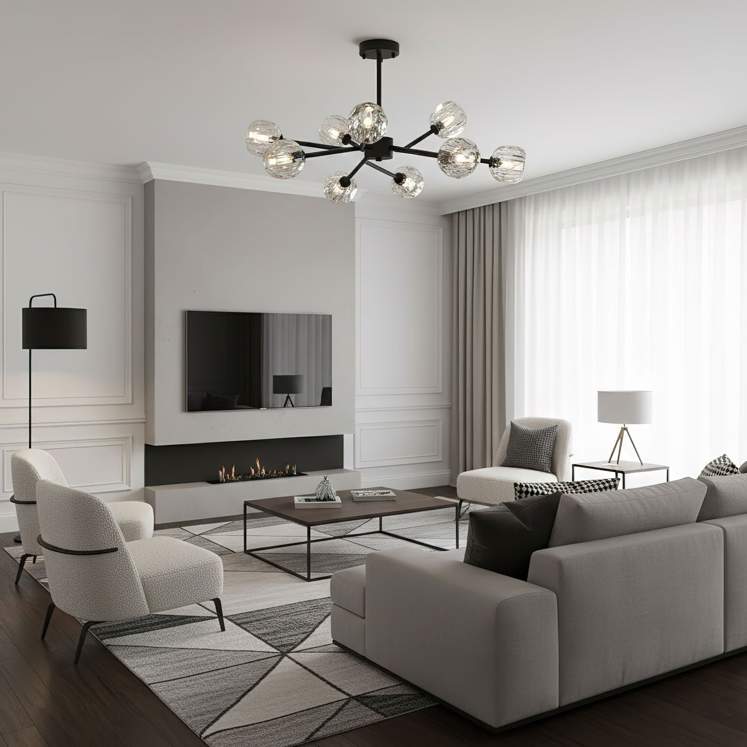 Crystal Ball Round Cluster Chandelier