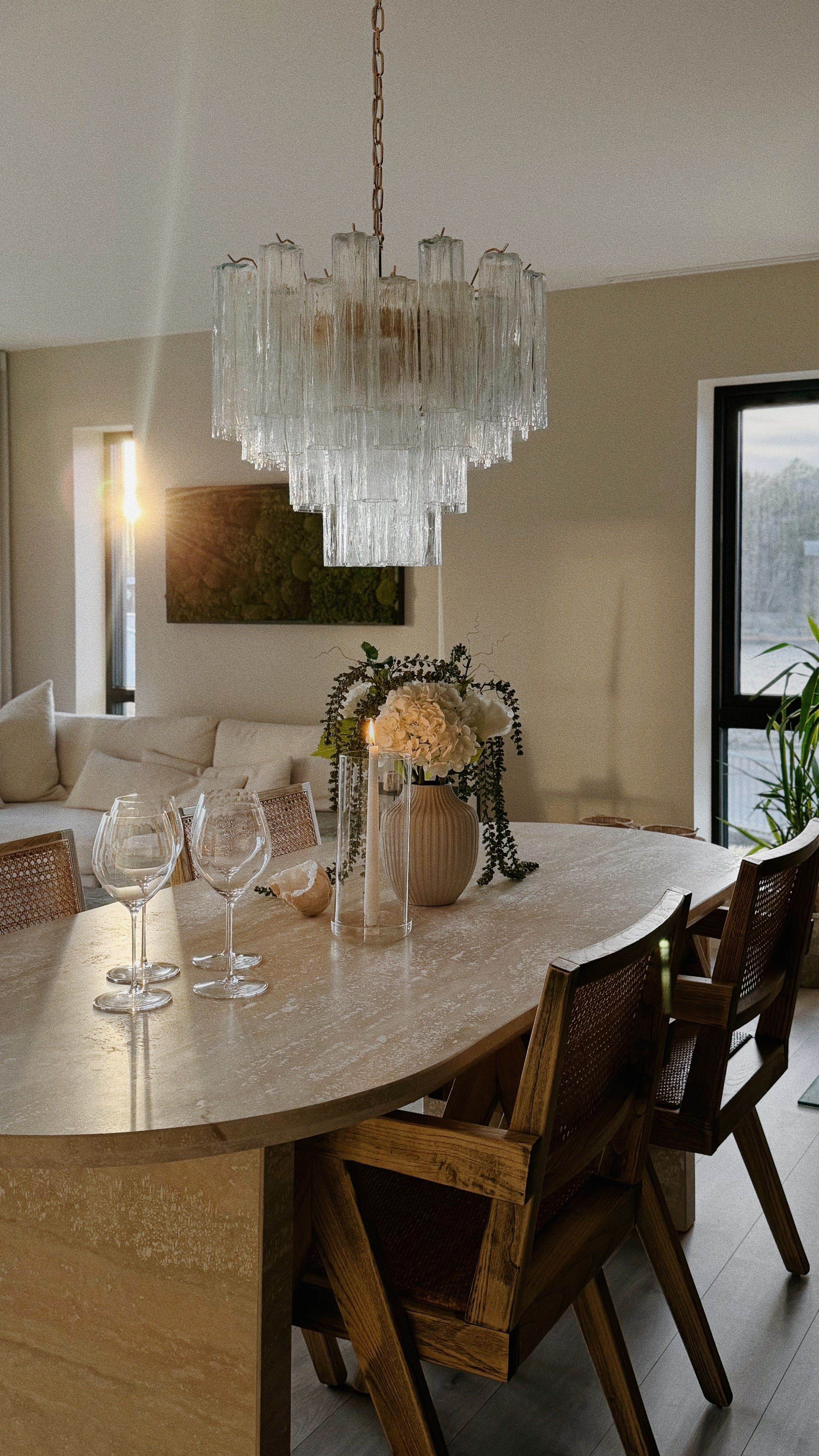 Mid-Century Murano Chandelier | Punto di Luce |  36 Clear Glass Tubes