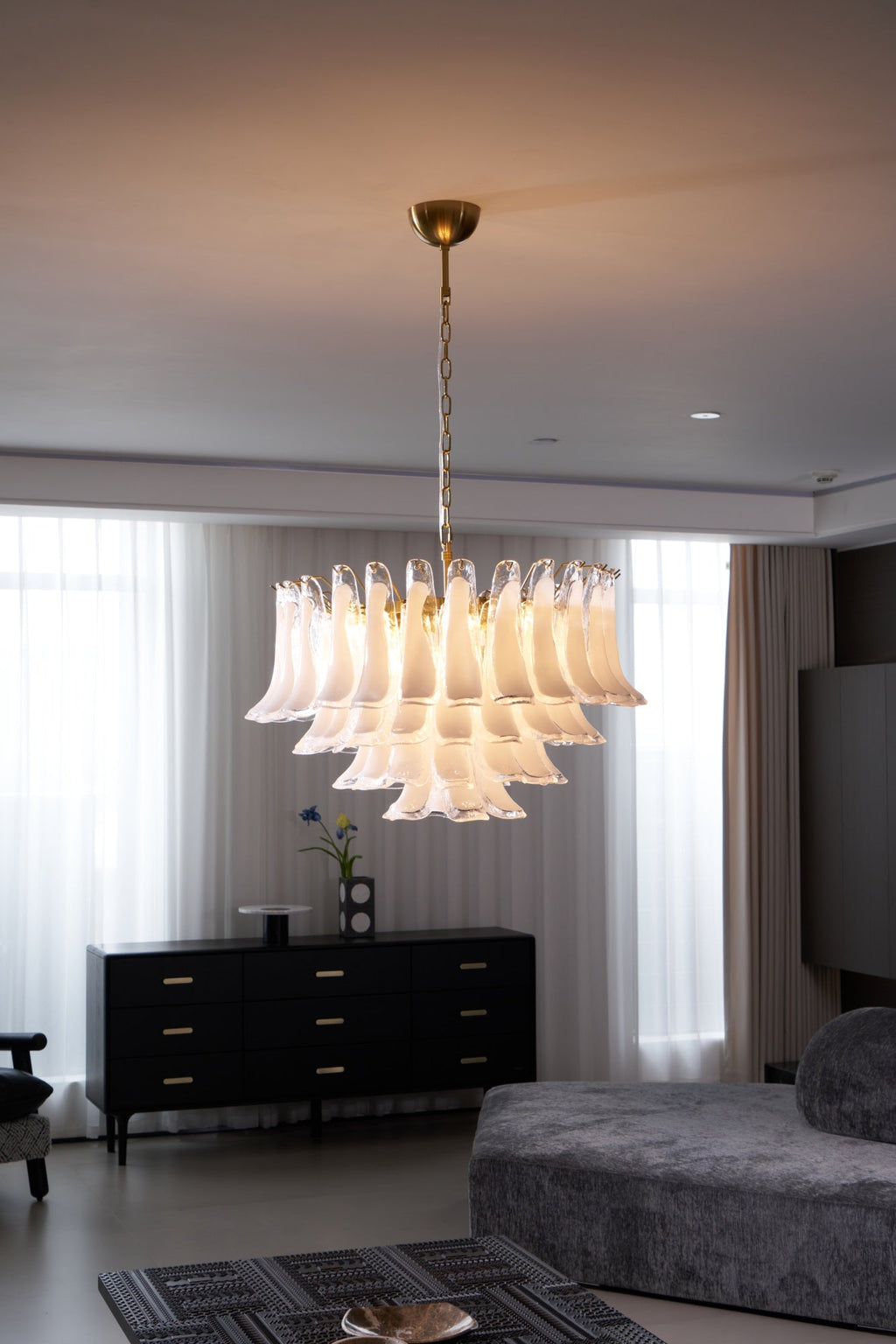 Fiora Pink Glass Chandelier