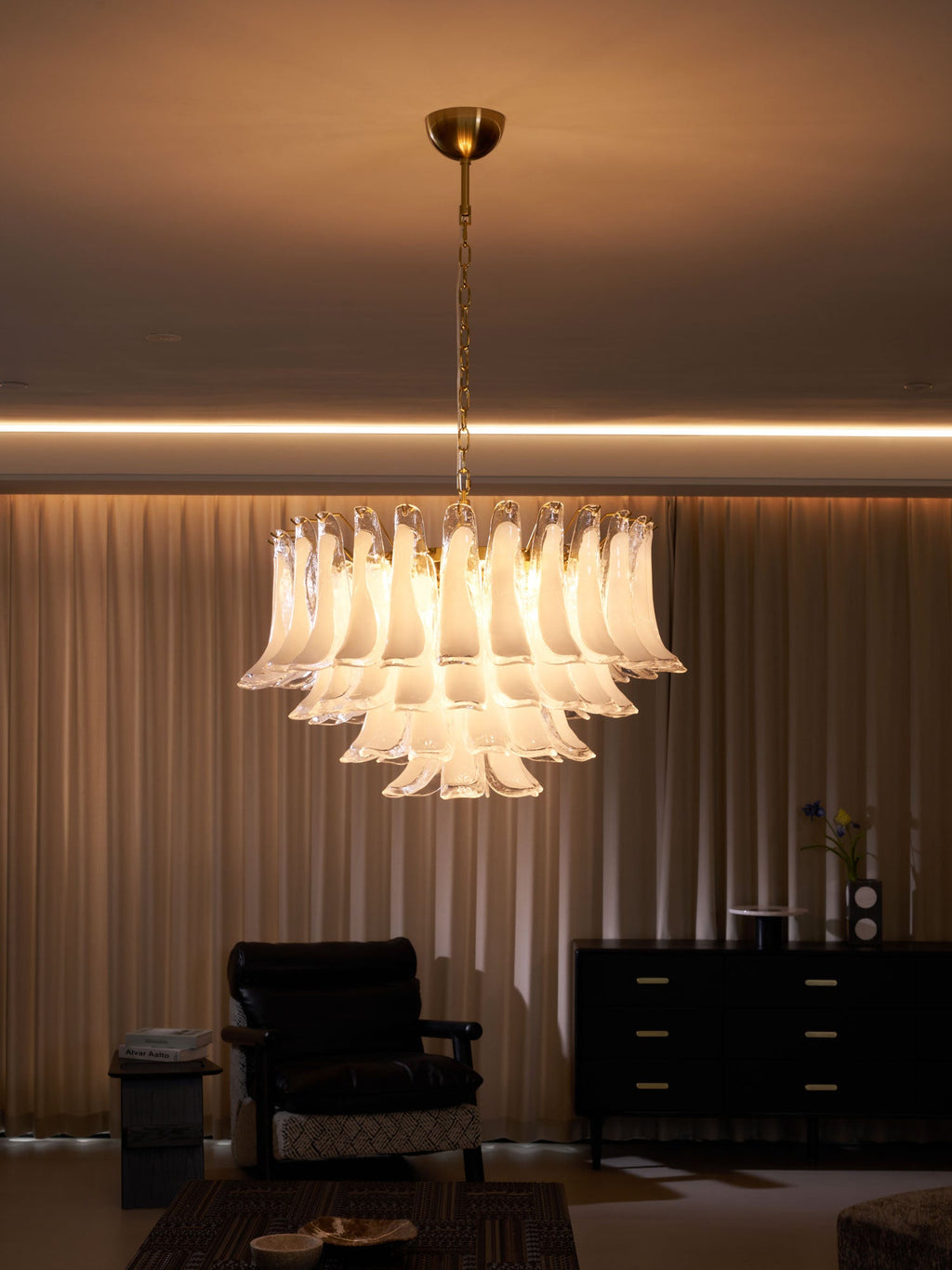 Fiora Pink Glass Chandelier